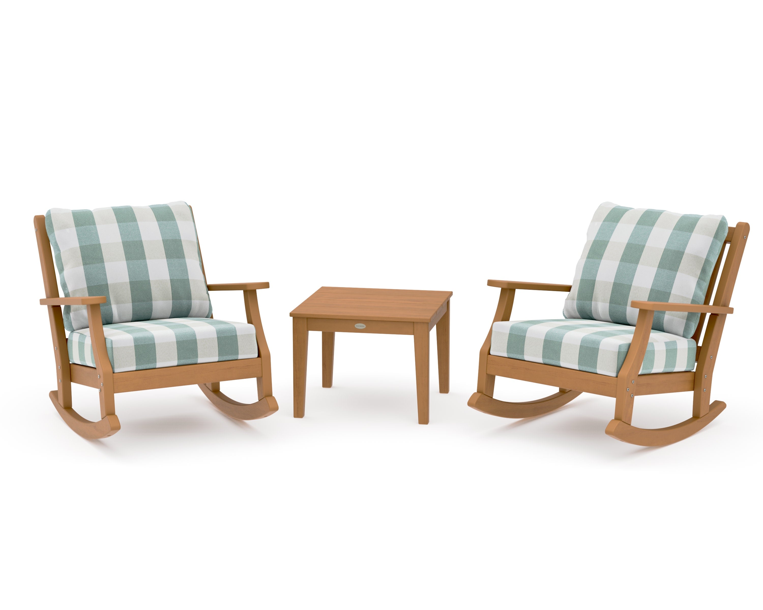 Wovendale 3-Piece Deep Seating Rocker Set in Natural / Buffalo Plaid Glacier Spa