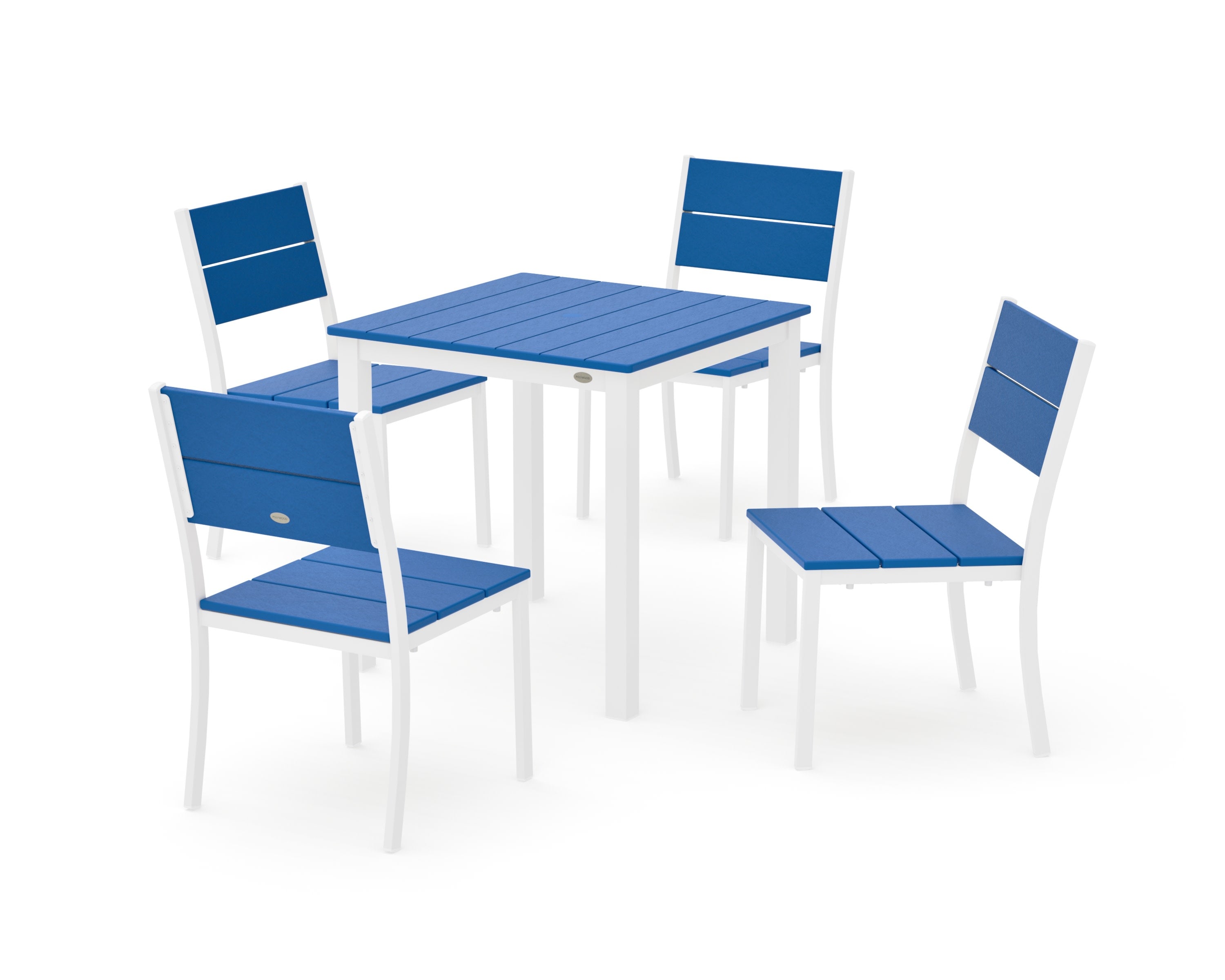 Main Street 5-Piece Square Dining Set- Small in White / Pacific Blue
