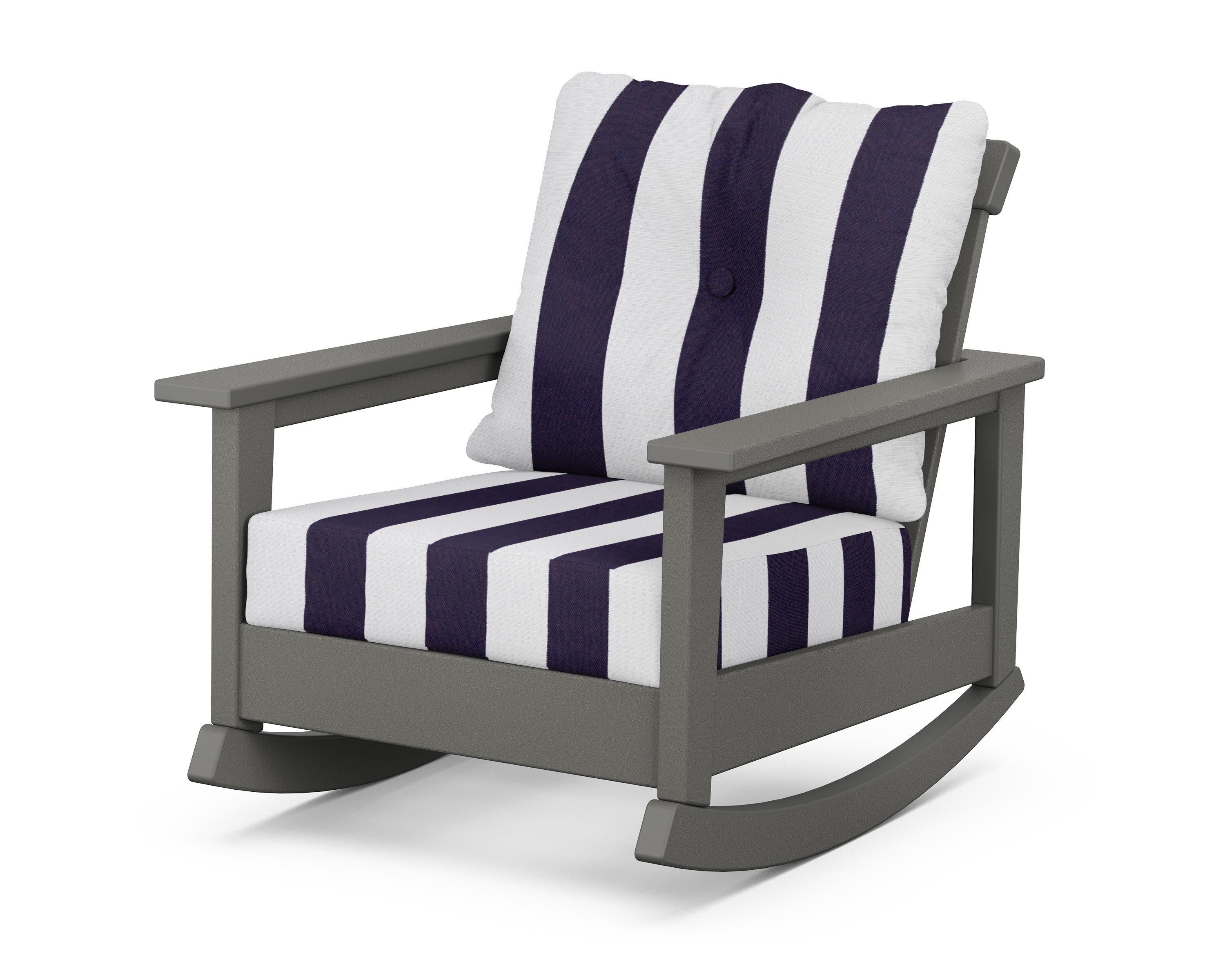 Prescott Deep Seating Rocking Chair in Slate Grey / Cabana Stripe Navy