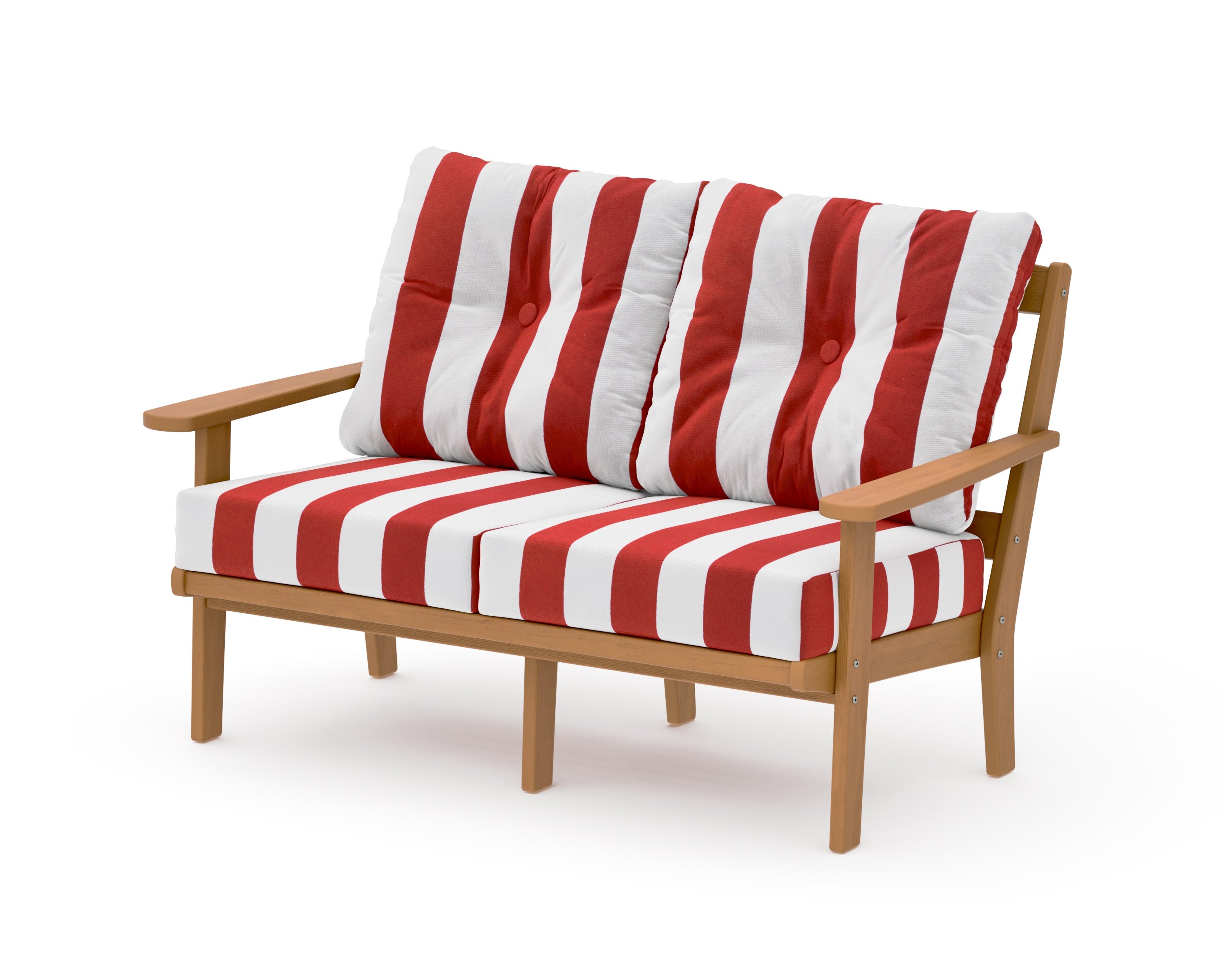 Mission Deep SeatingLoveseat in Natural / Cabana Stripe Crimson