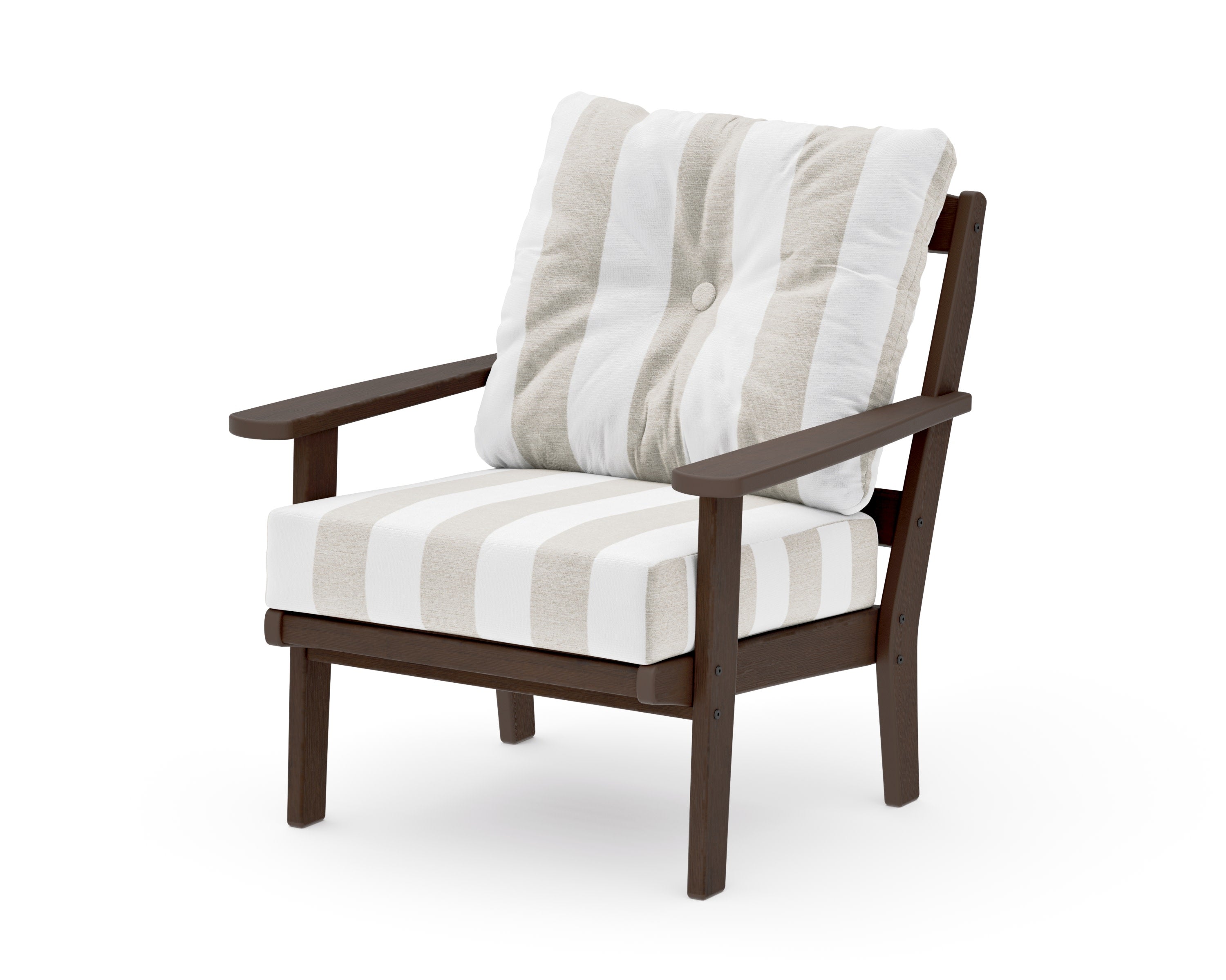 Mission Deep Seating Chair in Kona / Cabana Stripe Dune Burlap