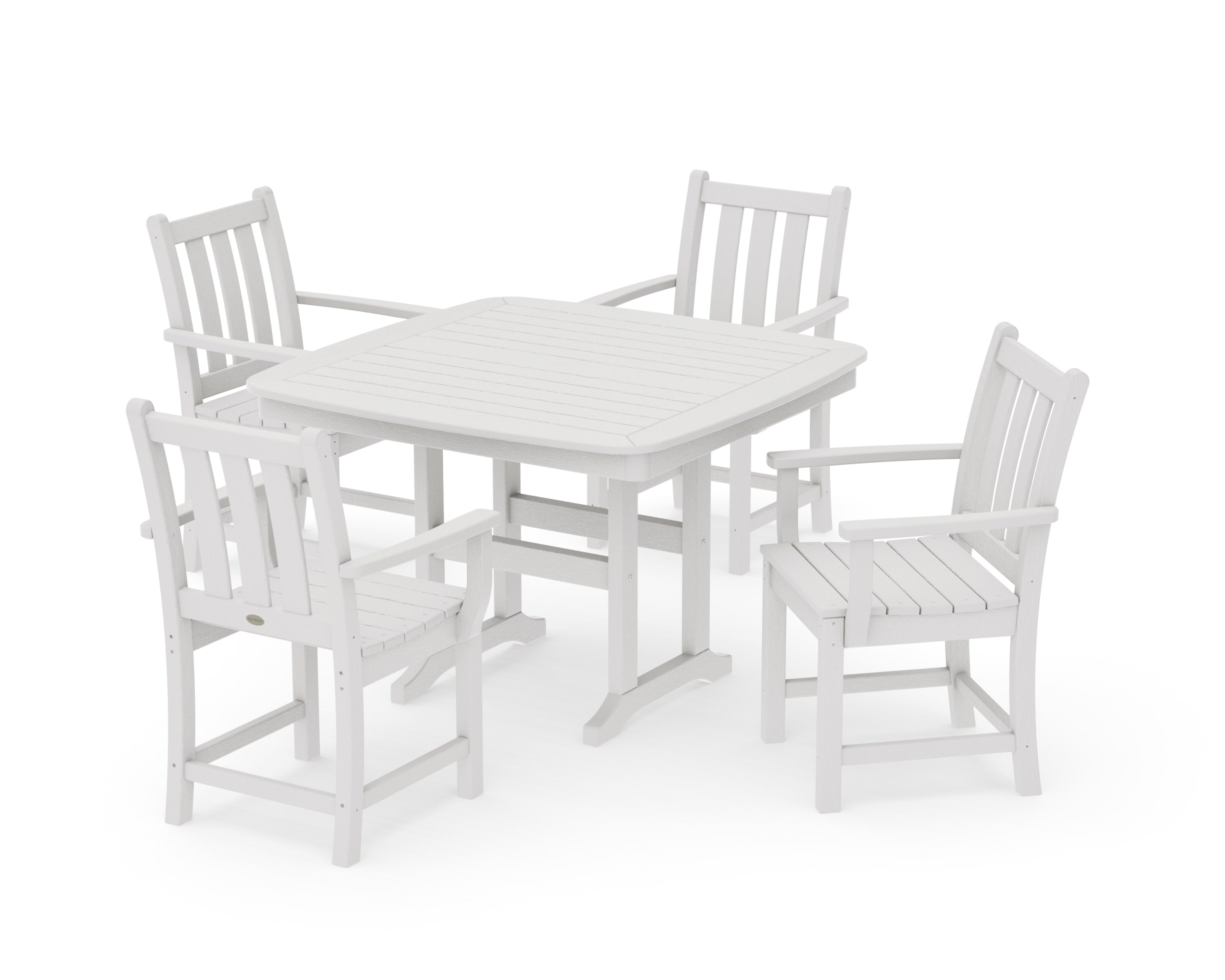 Traditional Garden 5-Piece Dining Set with Trestle Legs in Vintage White