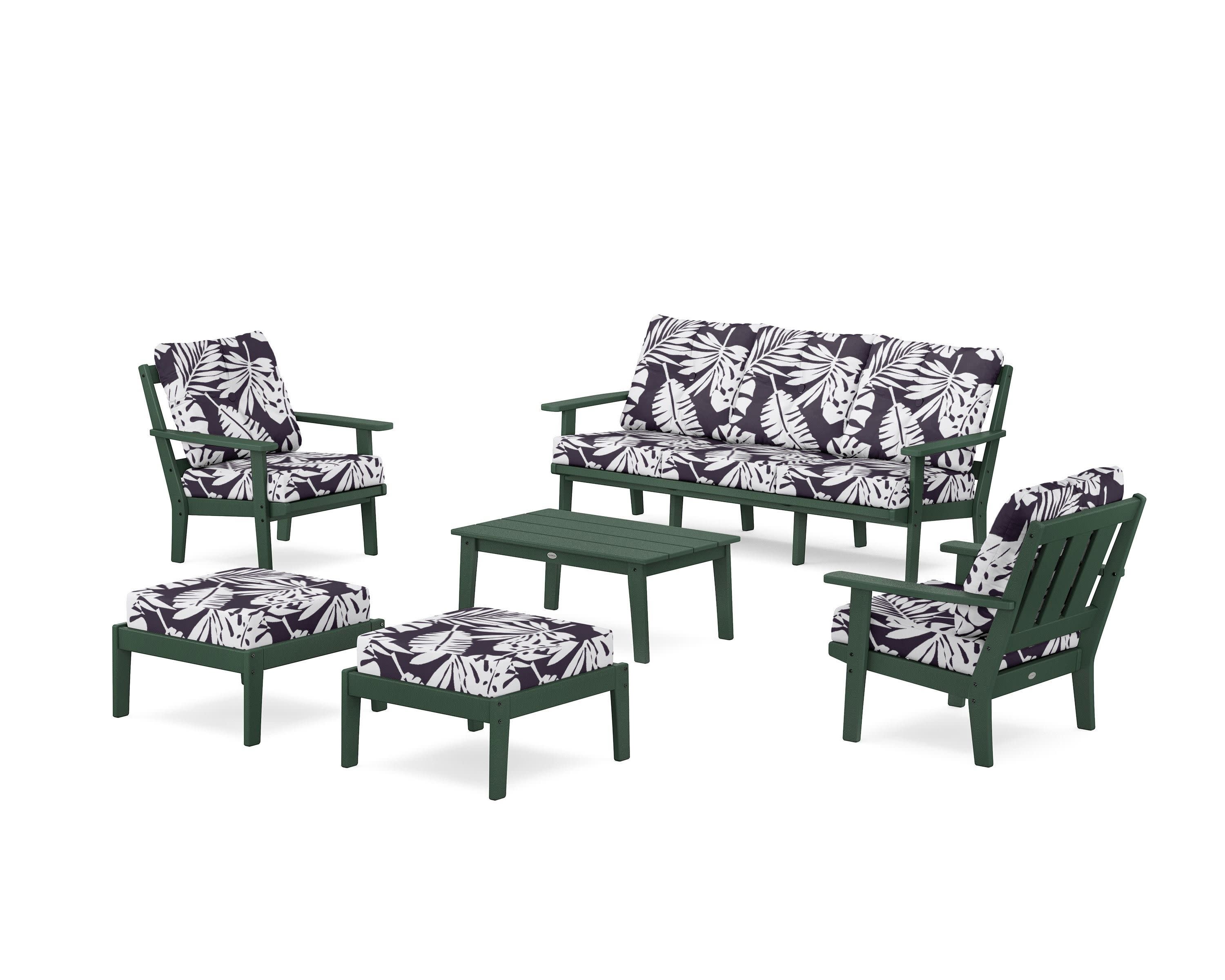 Oxford 6-Piece Lounge Sofa Set in Green / Leaf Navy