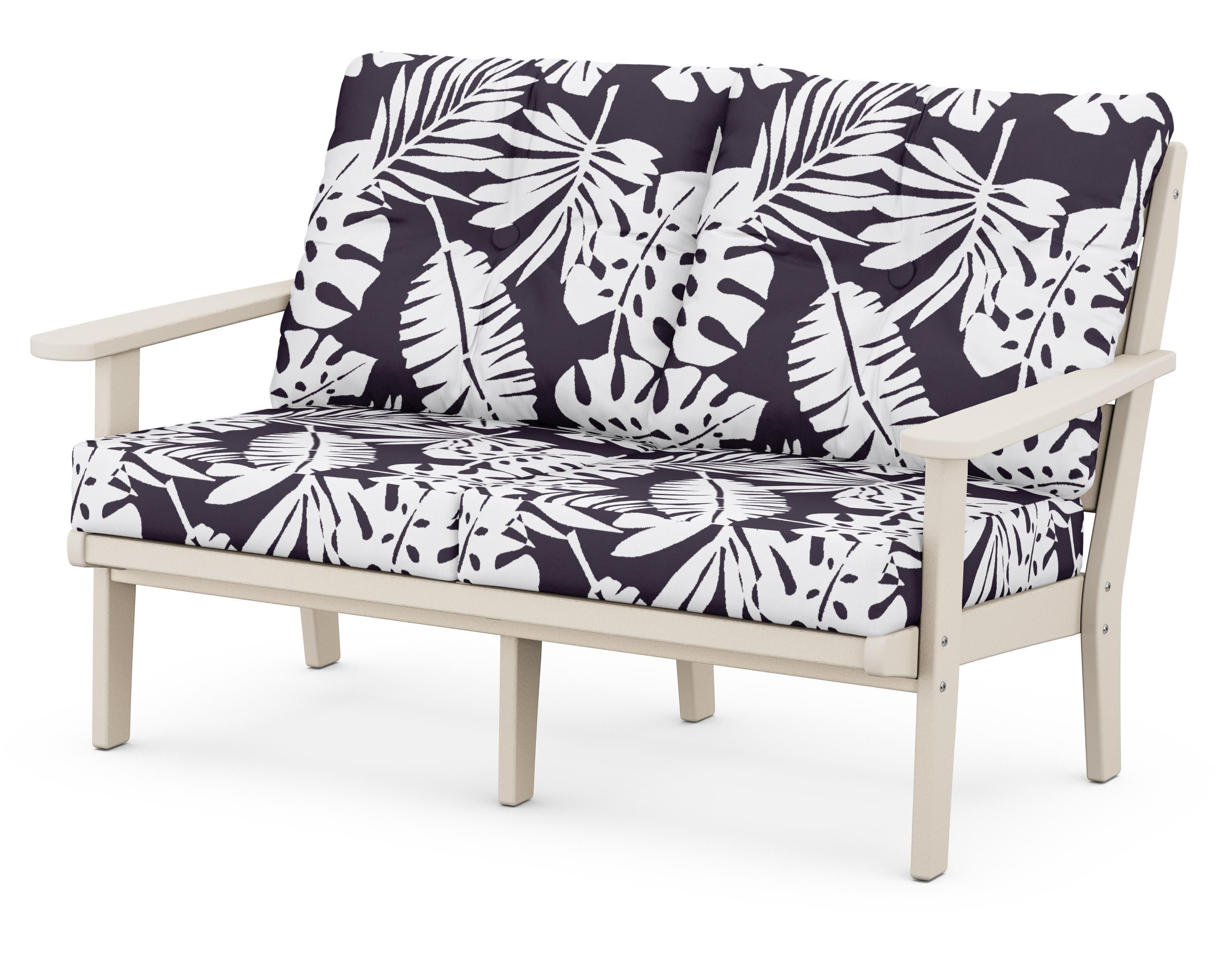 Lakeside Deep Seating Loveseat in Sand / Leaf Navy