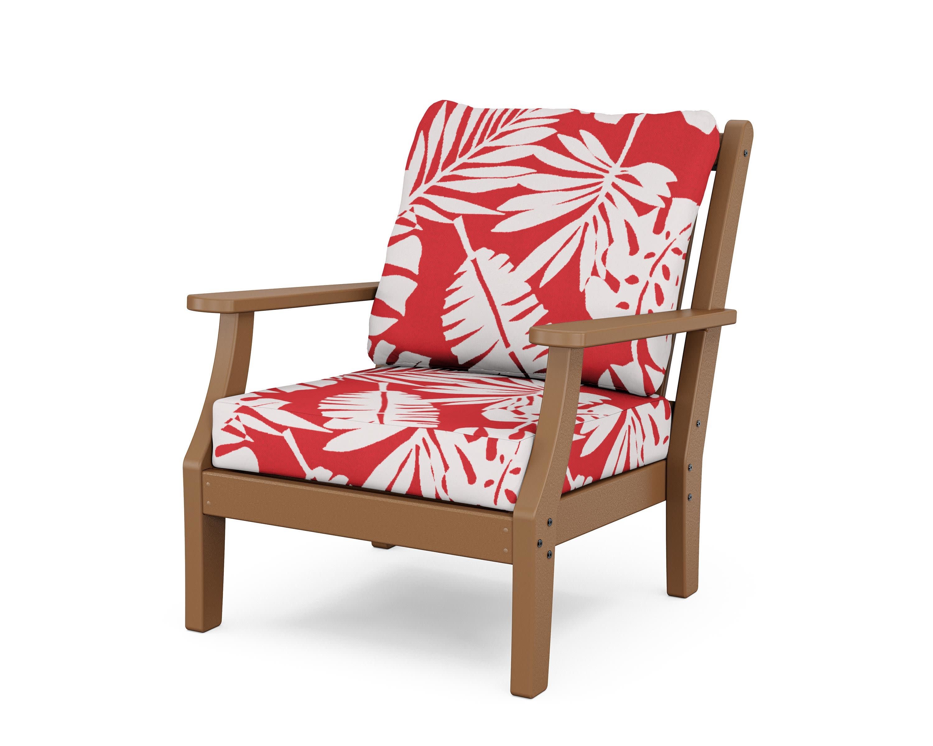 Wovendale Deep Seating Chair in Teak / Leaf Crimson
