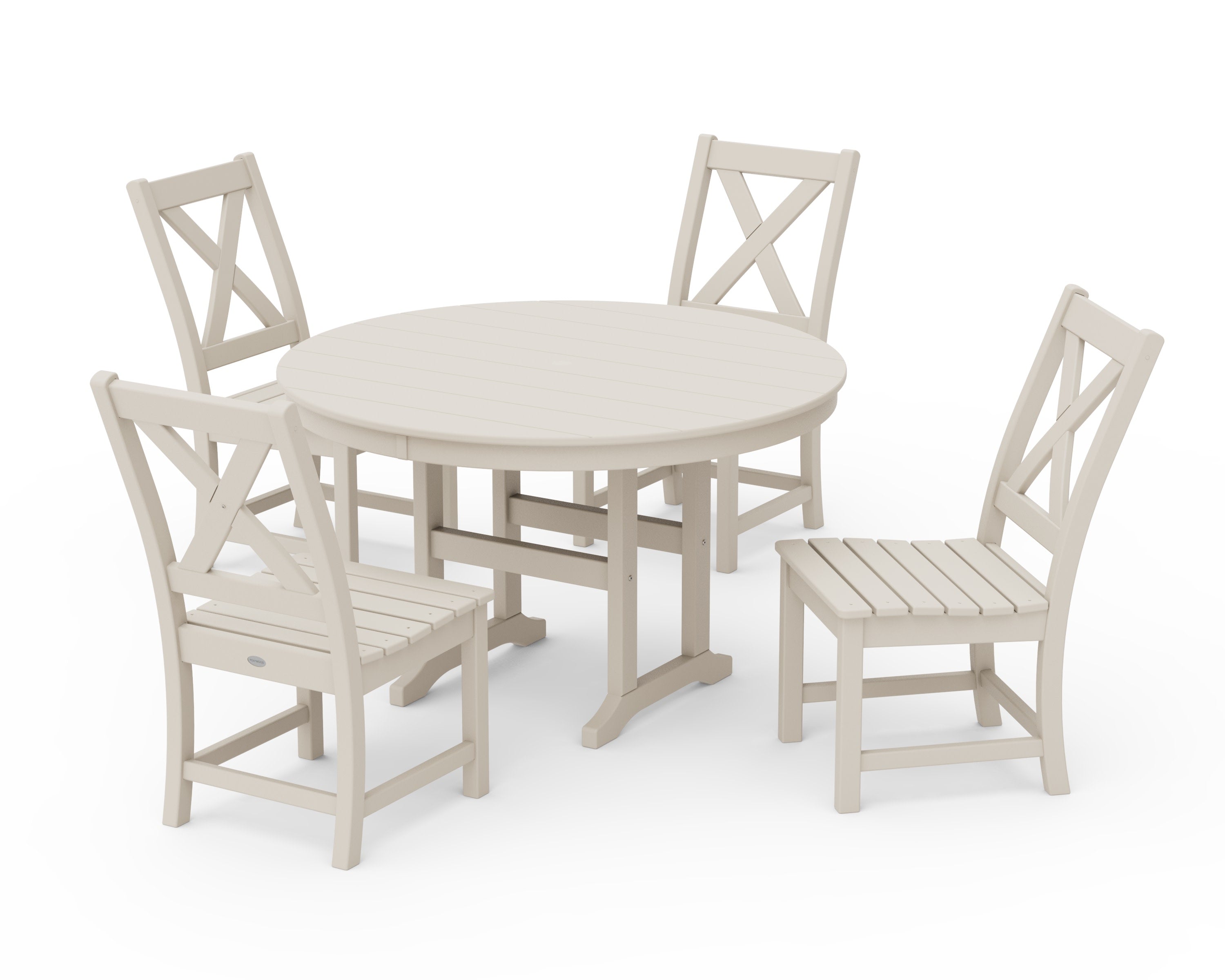 Braxton Side Chair 5-Piece Round Dining Set in Sand