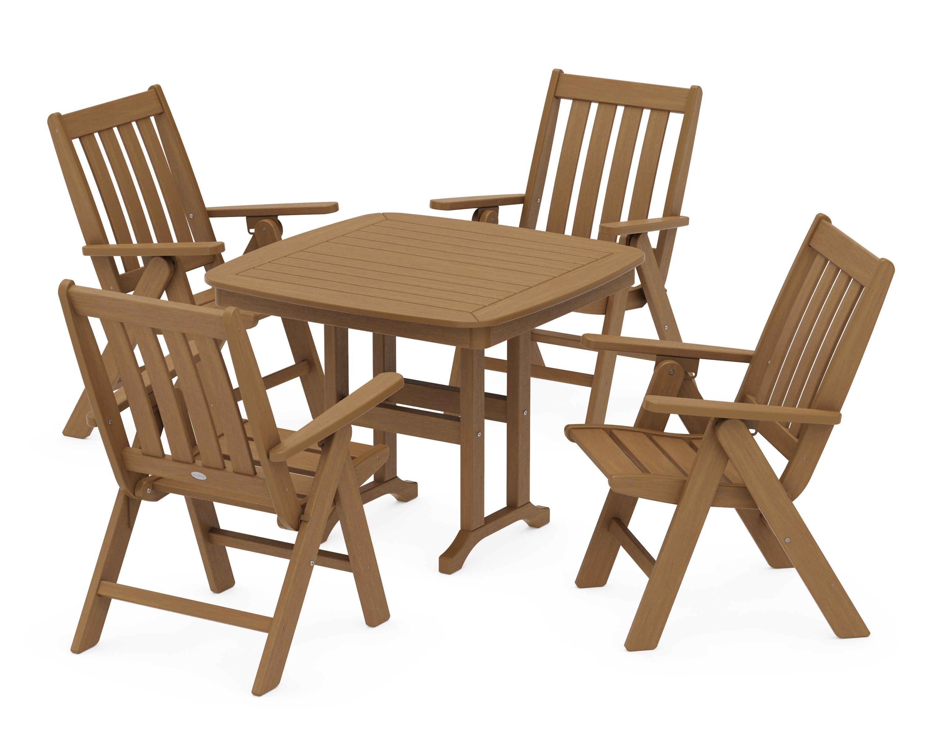 Vineyard Folding Chair 5-Piece Dining Set in Natural