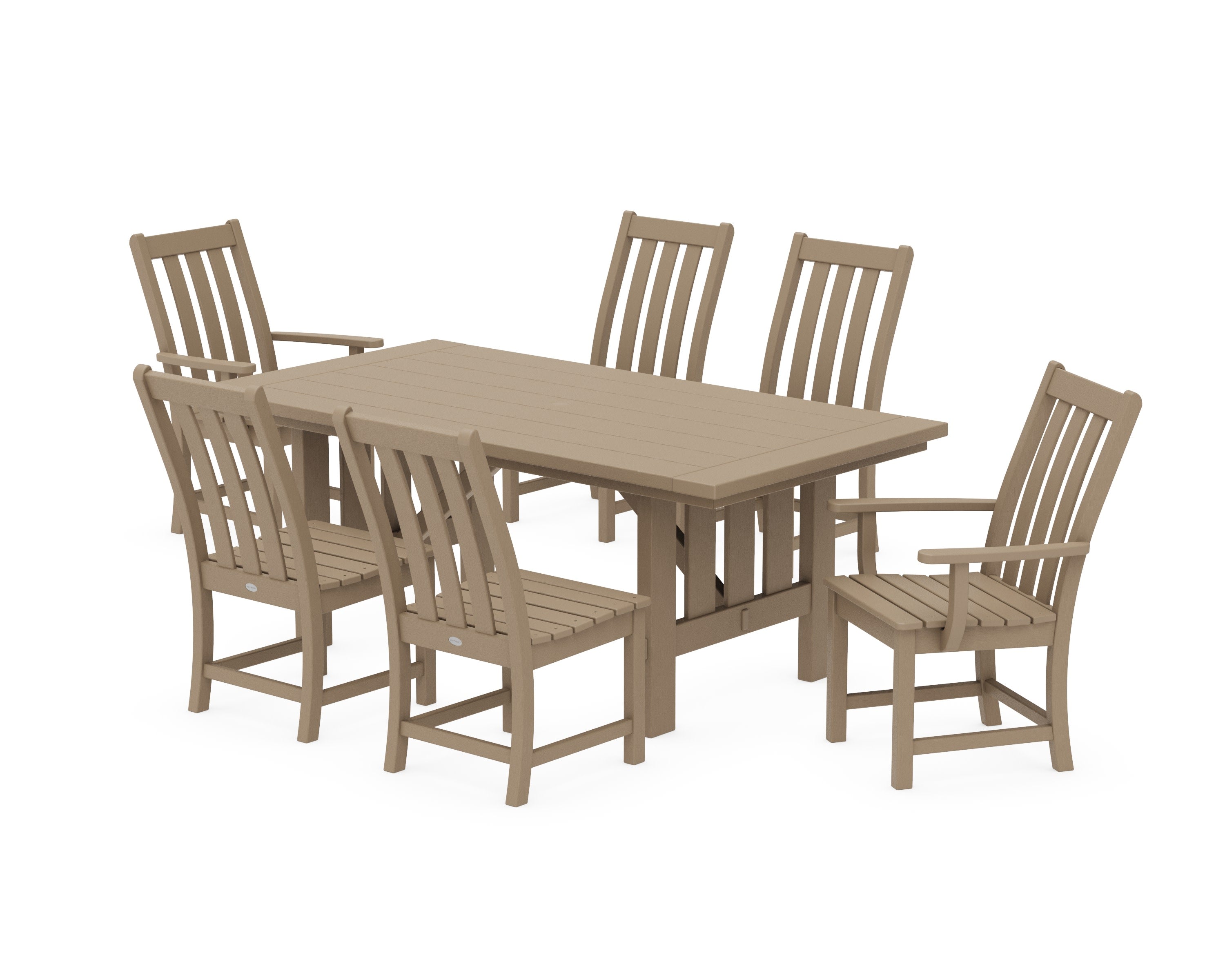 Vineyard 7-Piece Dining Set with Mission Table in Vintage Sahara