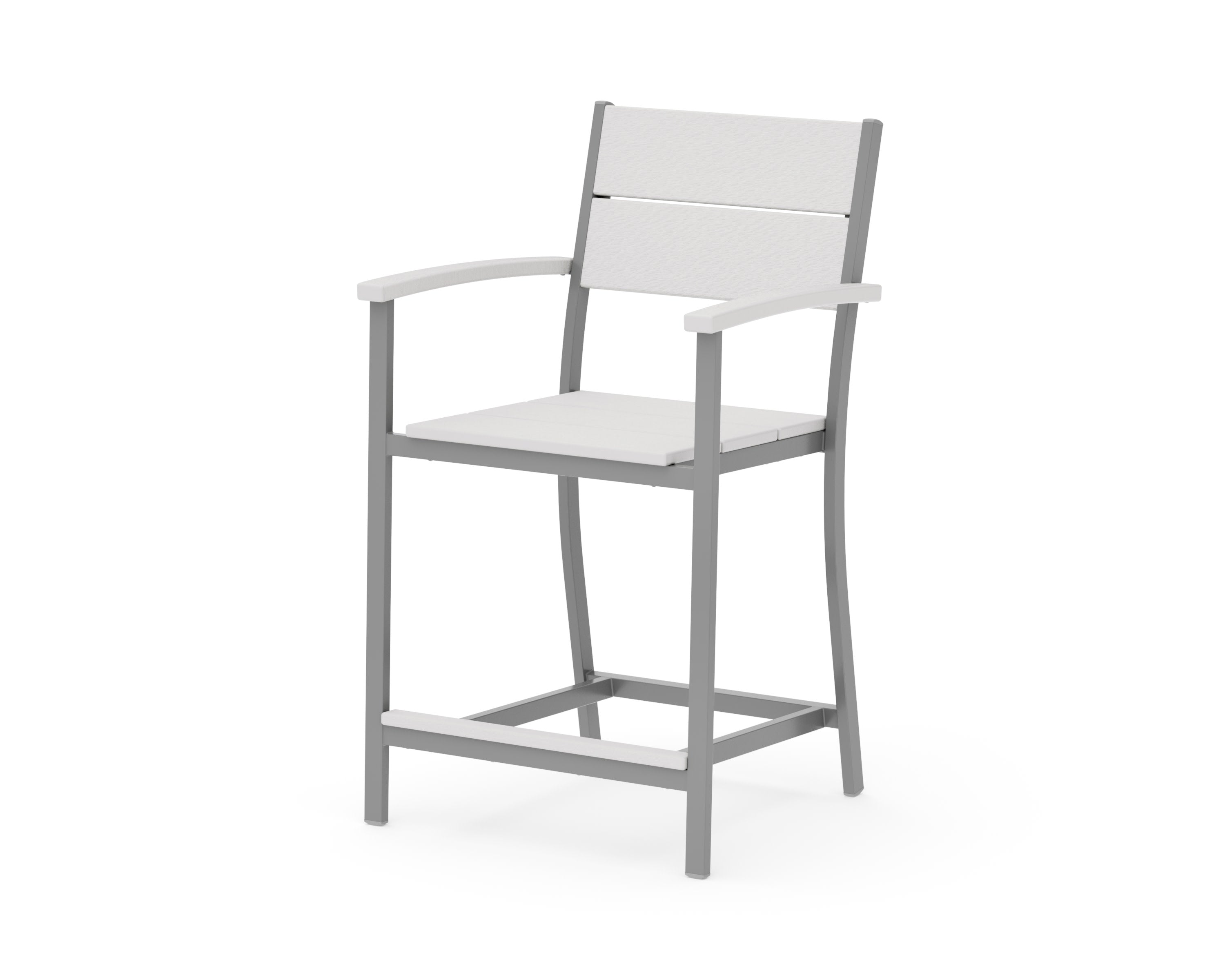 Main Street Counter Arm Chair in Silver / Vintage White