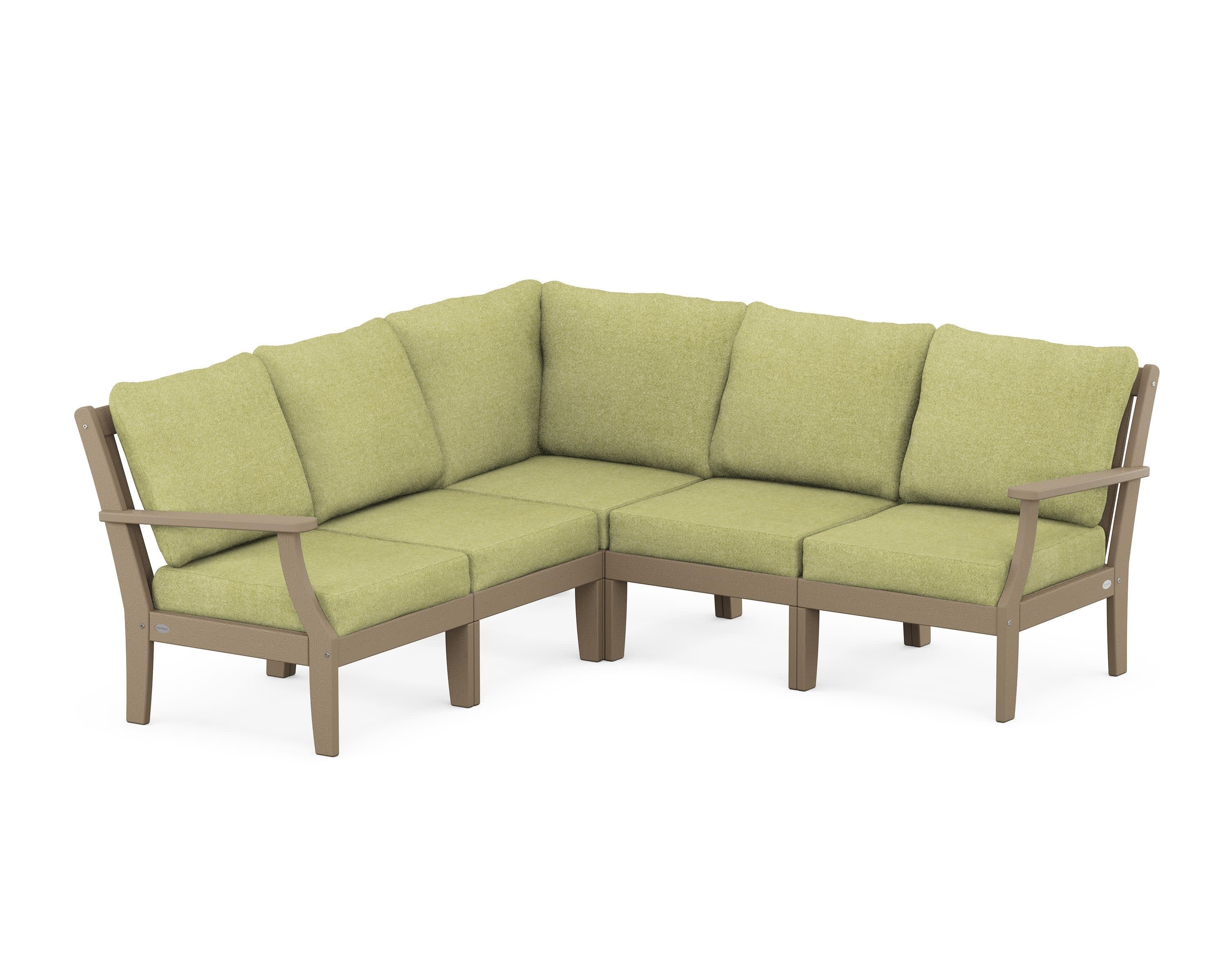 Braxton Modular 5-Piece Deep Seating Set in Vintage Sahara / Chartreuse Boucle