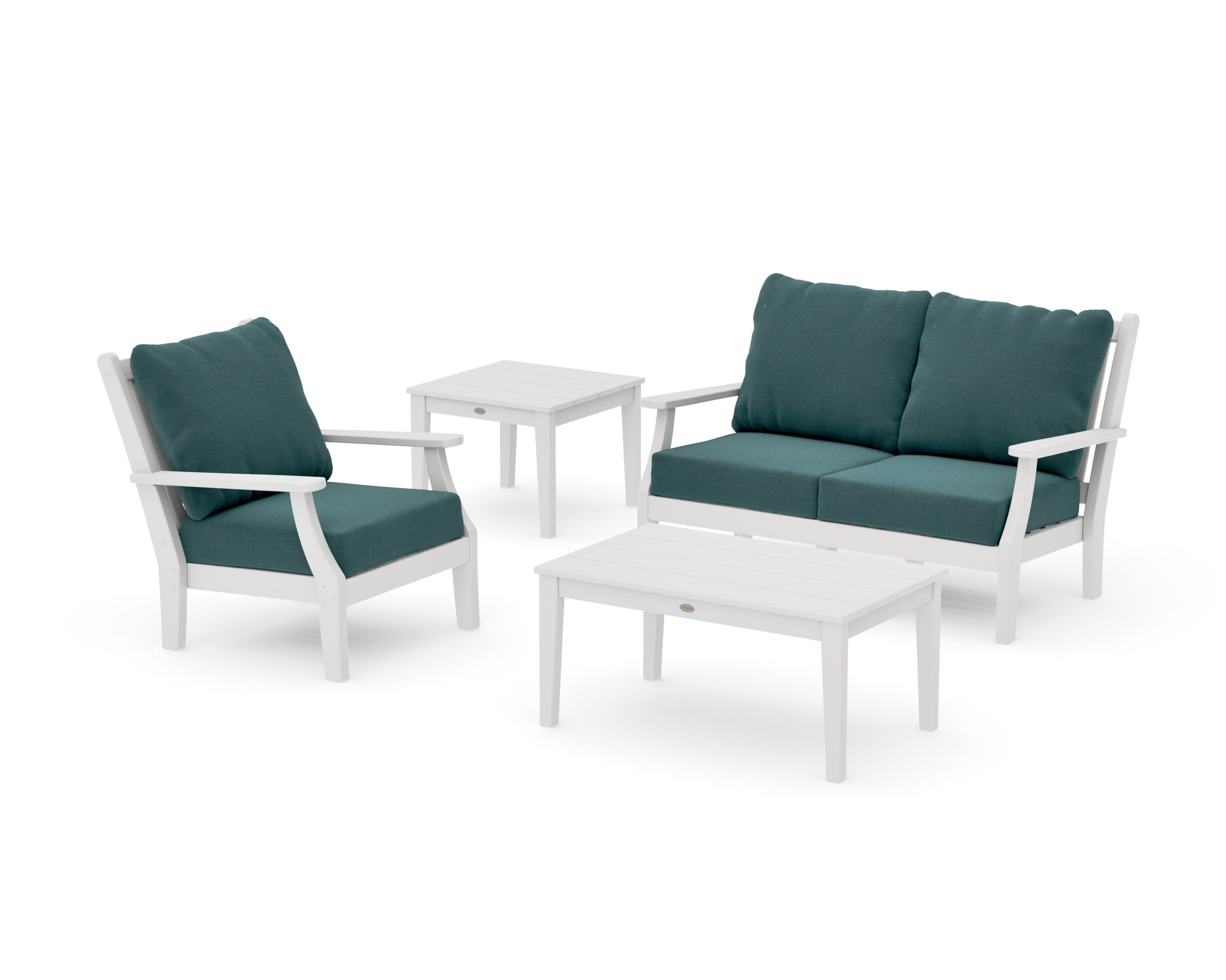 Wovendale 4-Piece Deep Seating Set in Vintage White / Ocean Teal