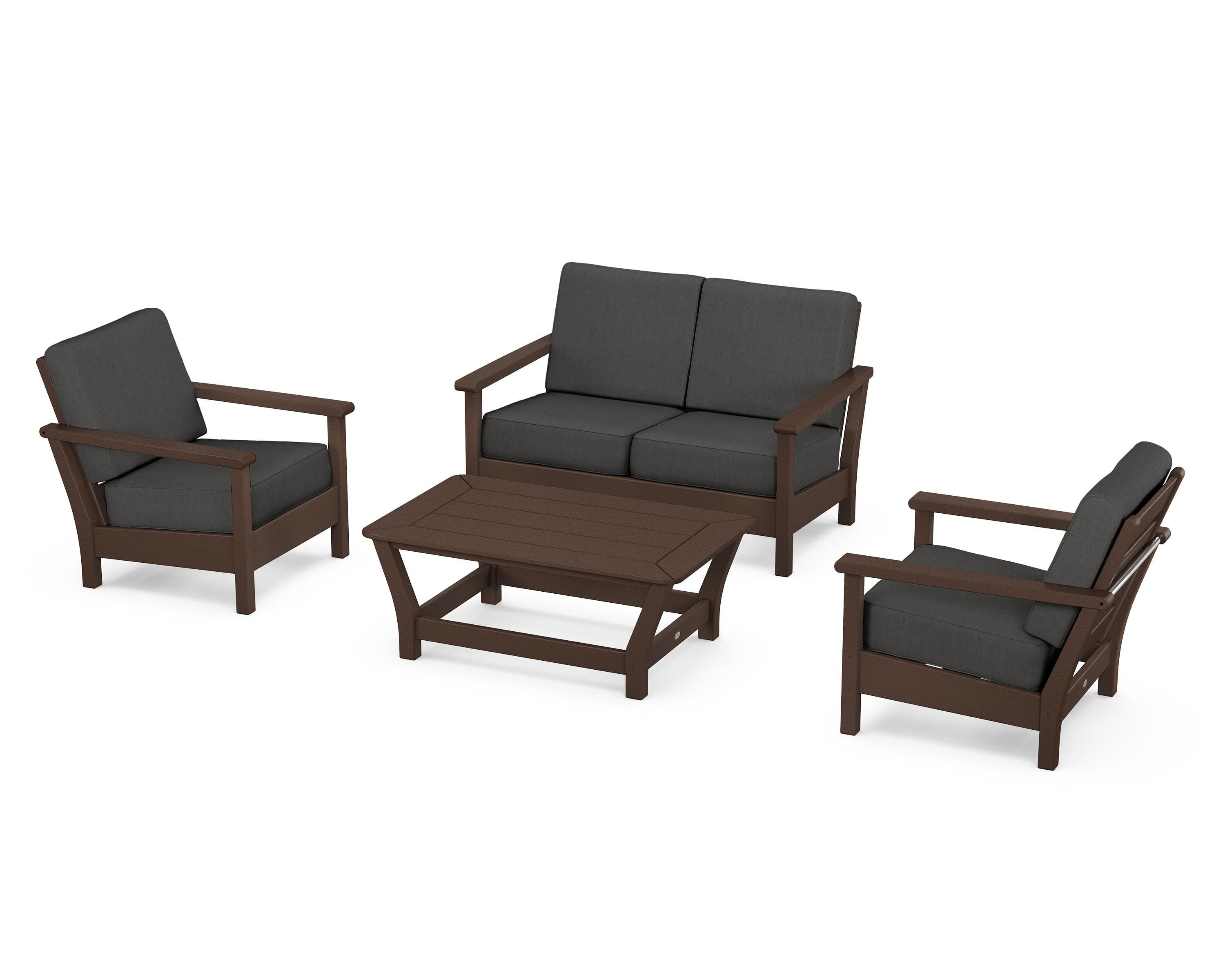 Harbour 4-Piece Deep Seating Set in Mahogany / Spectrum Carbon