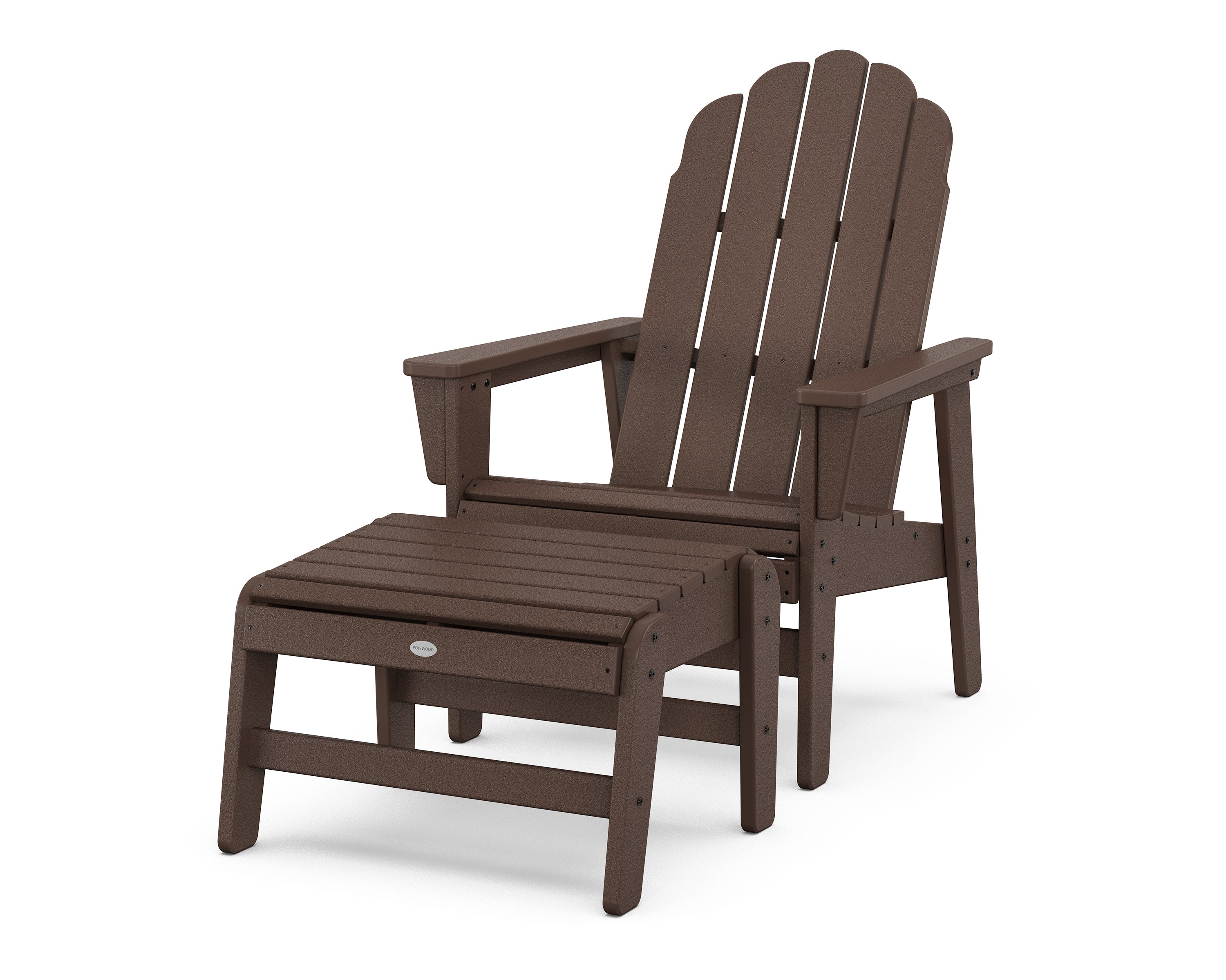 Vineyard Grand Upright Adirondack Chair with Ottoman in Mahogany