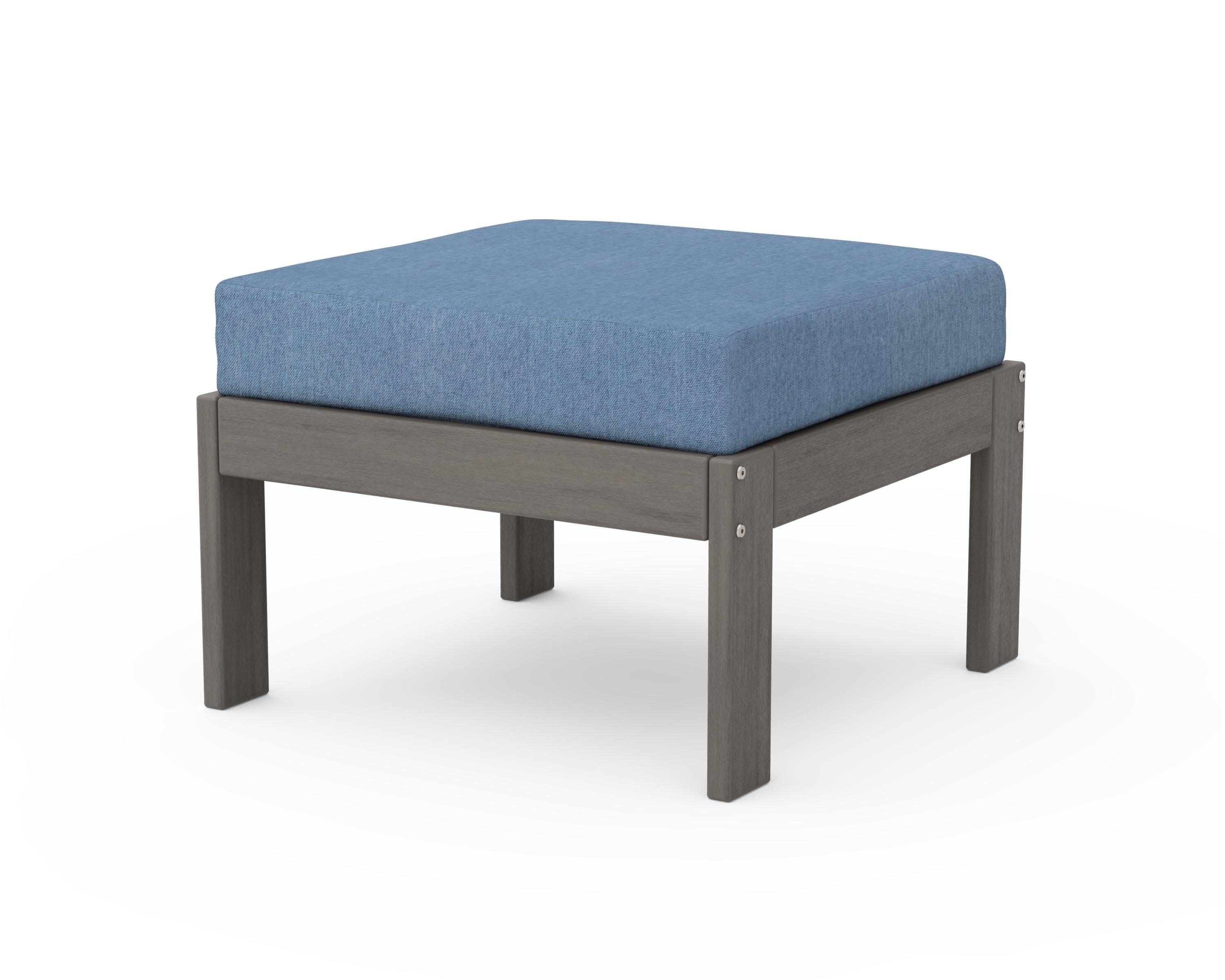 Vineyard Modular Ottoman in Driftwood / Sky Blue
