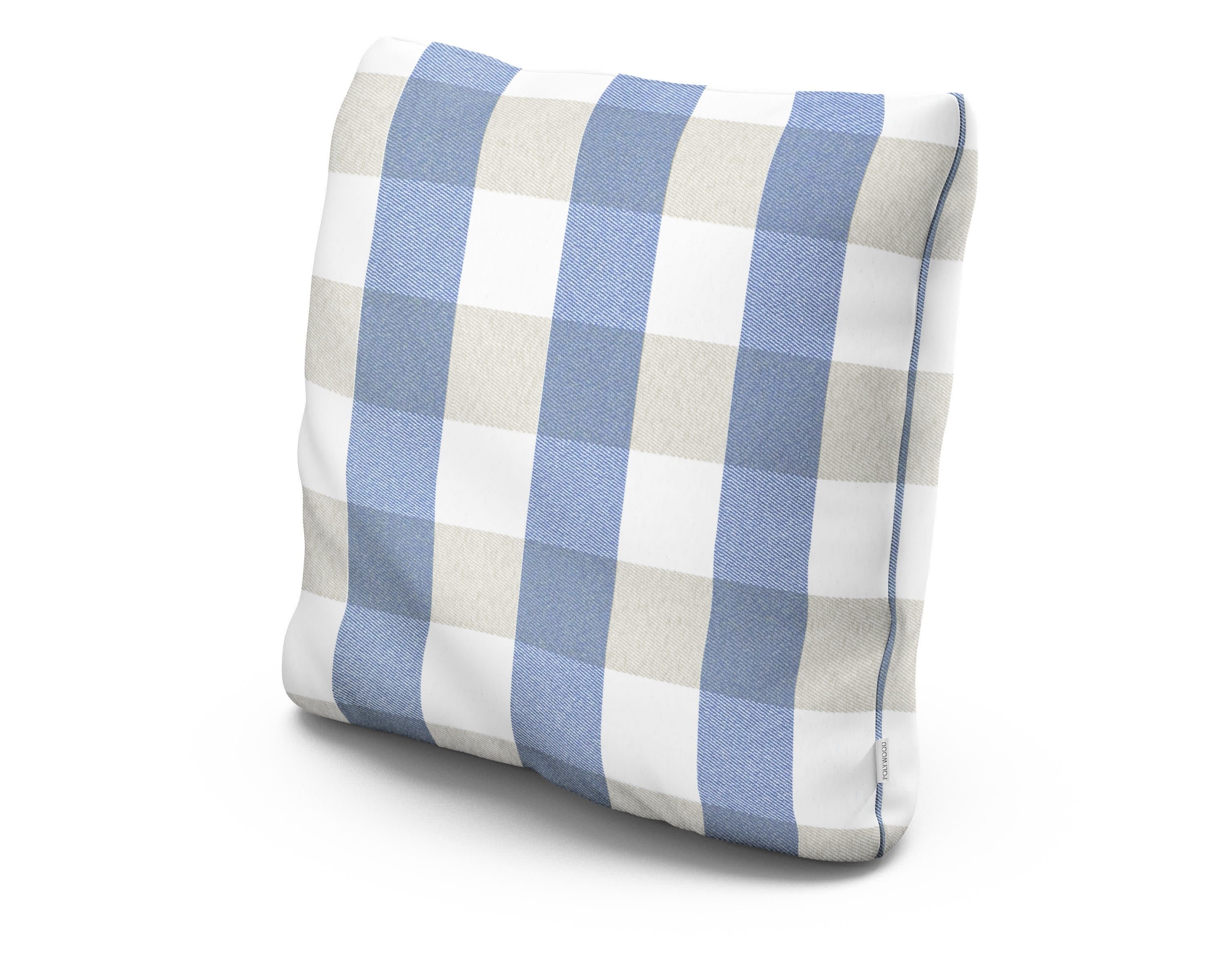 22" Outdoor Throw Pillow in Buffalo Plaid Sky Blue