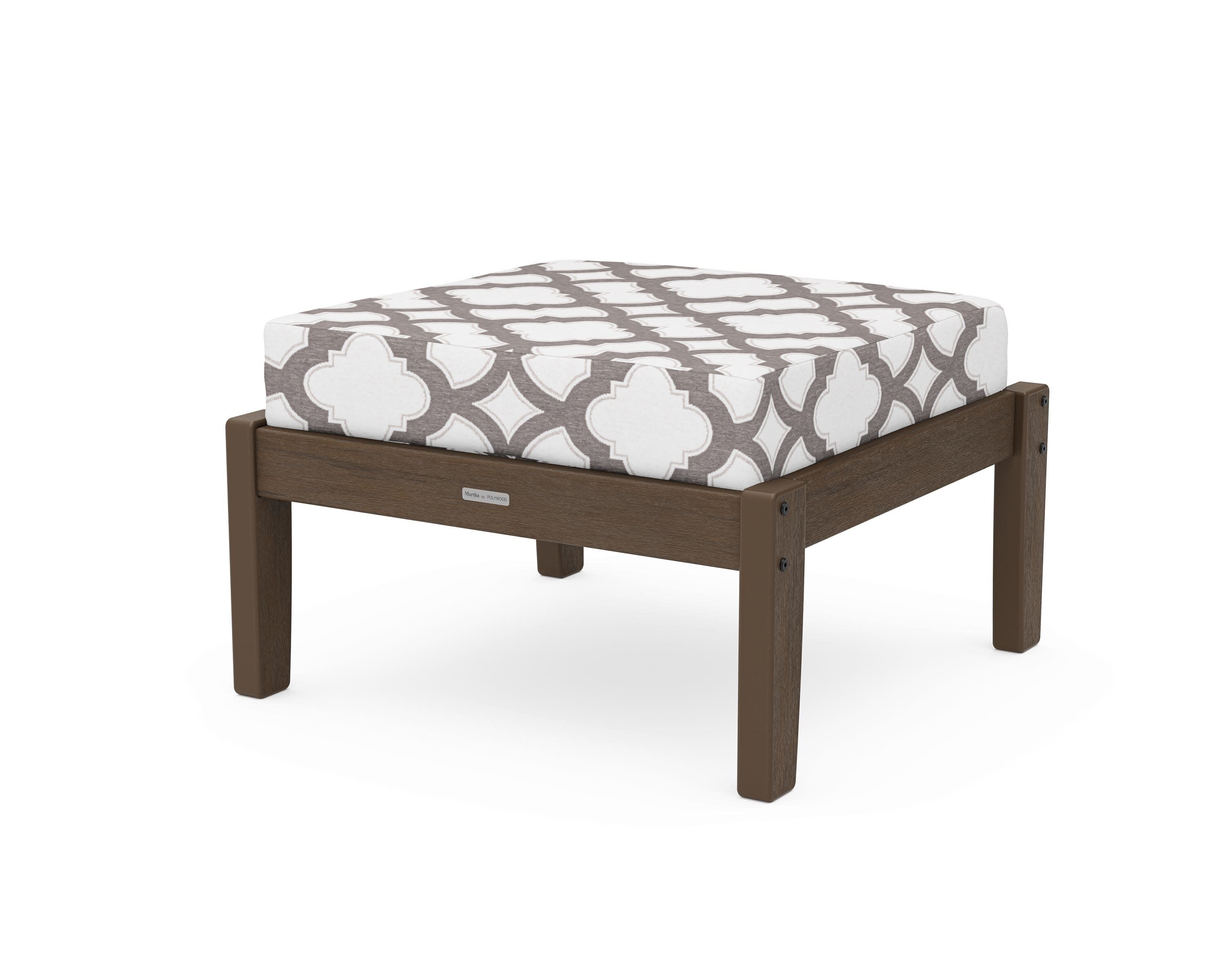 Chinoiserie Deep Seating Ottoman in Kona / Trellis Grey Mist