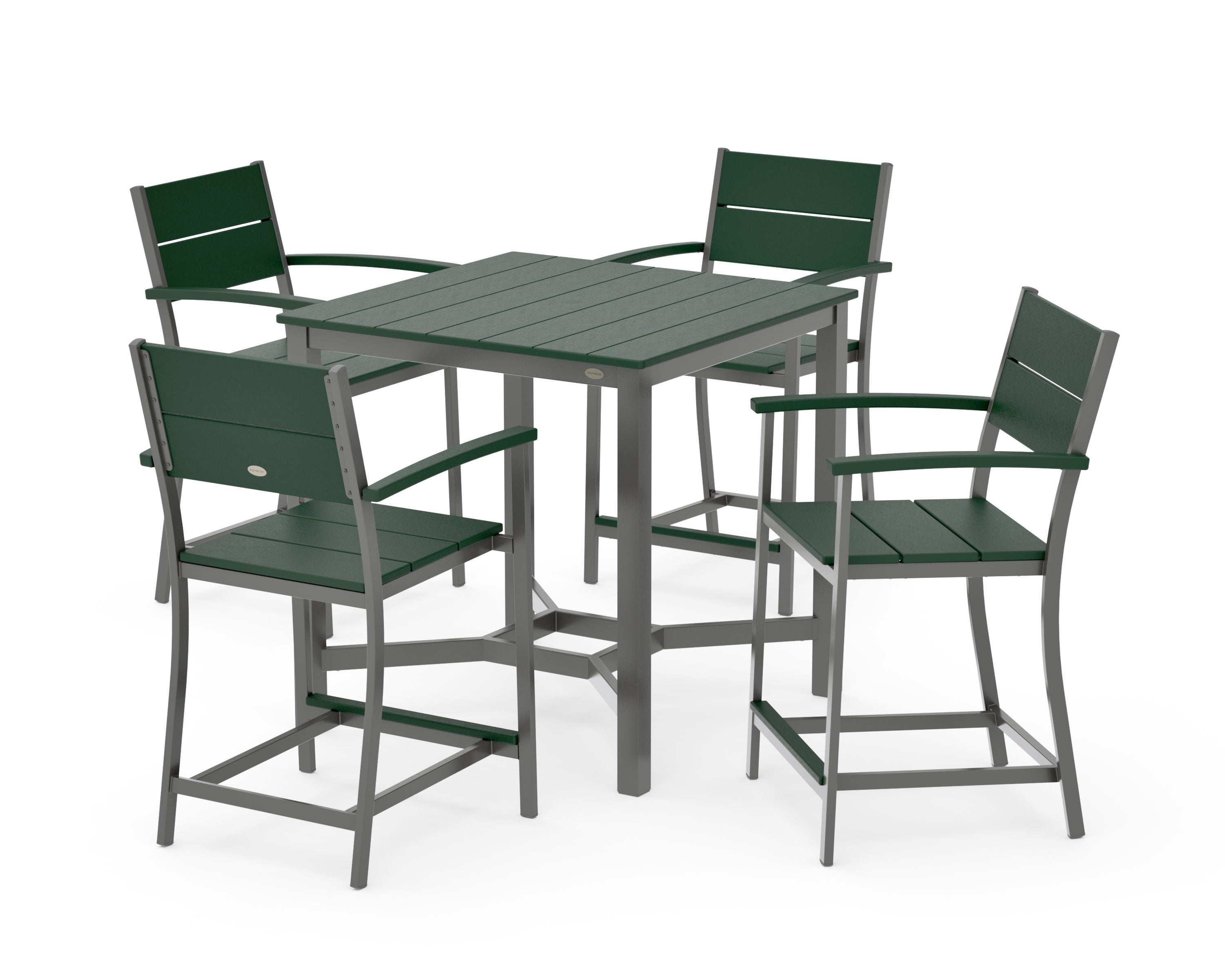 Main Street 5-Piece Counter Set in Charcoal / Green
