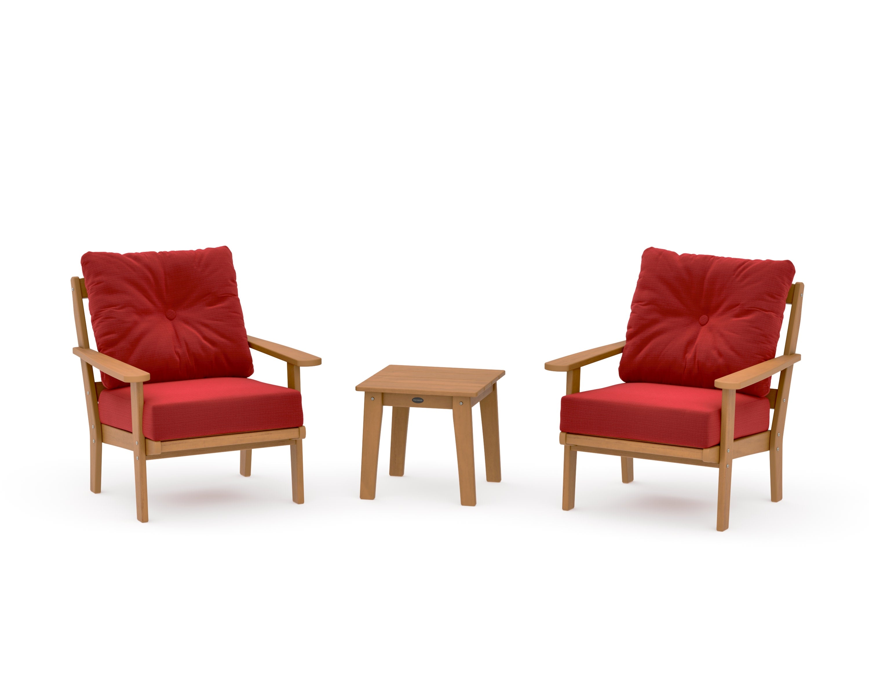 Mission 3-Piece Deep Seating Set in Natural / Crimson Linen