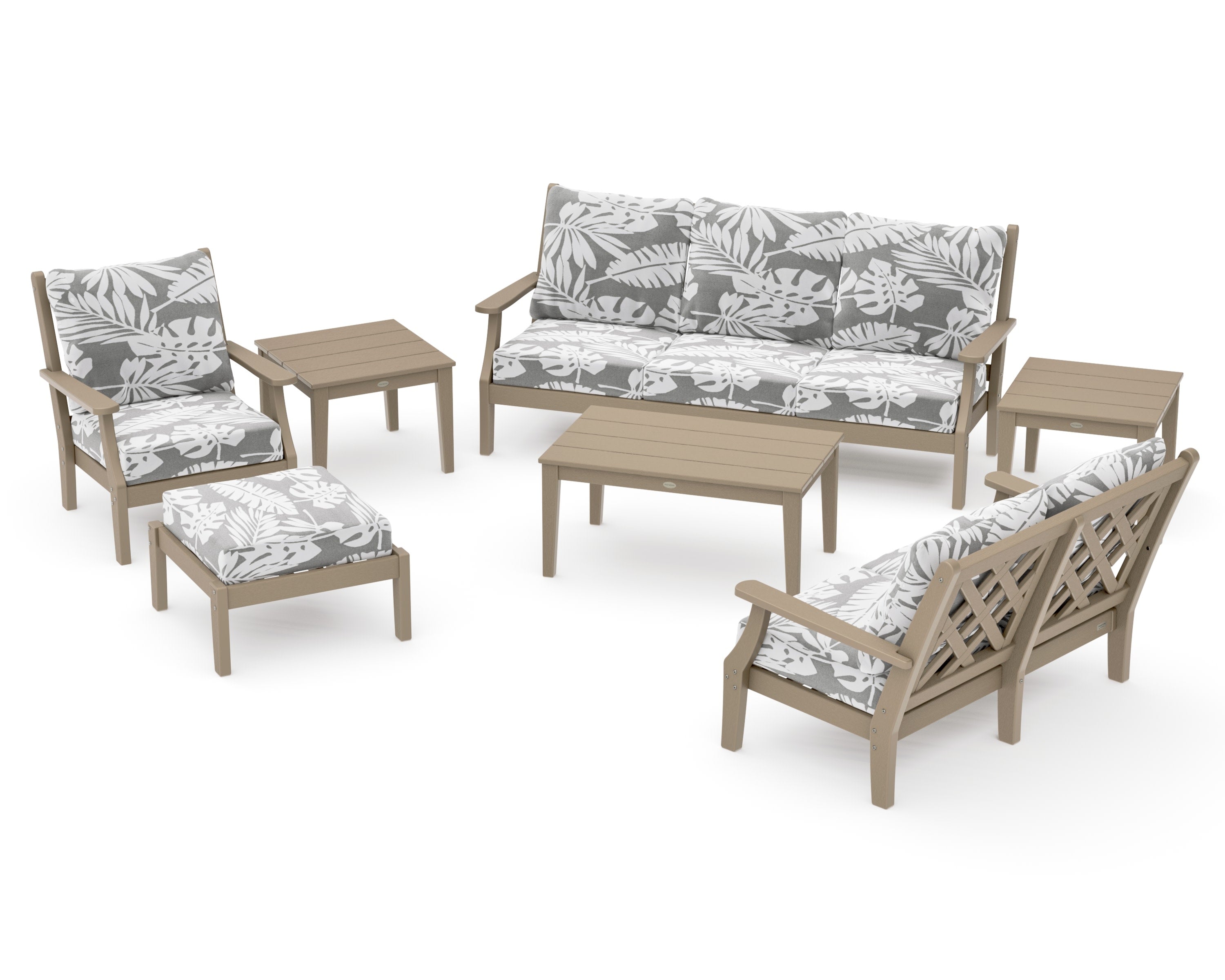 Wovendale 7-Piece Deep Seating Set in Vintage Sahara / Leaf Grey Mist