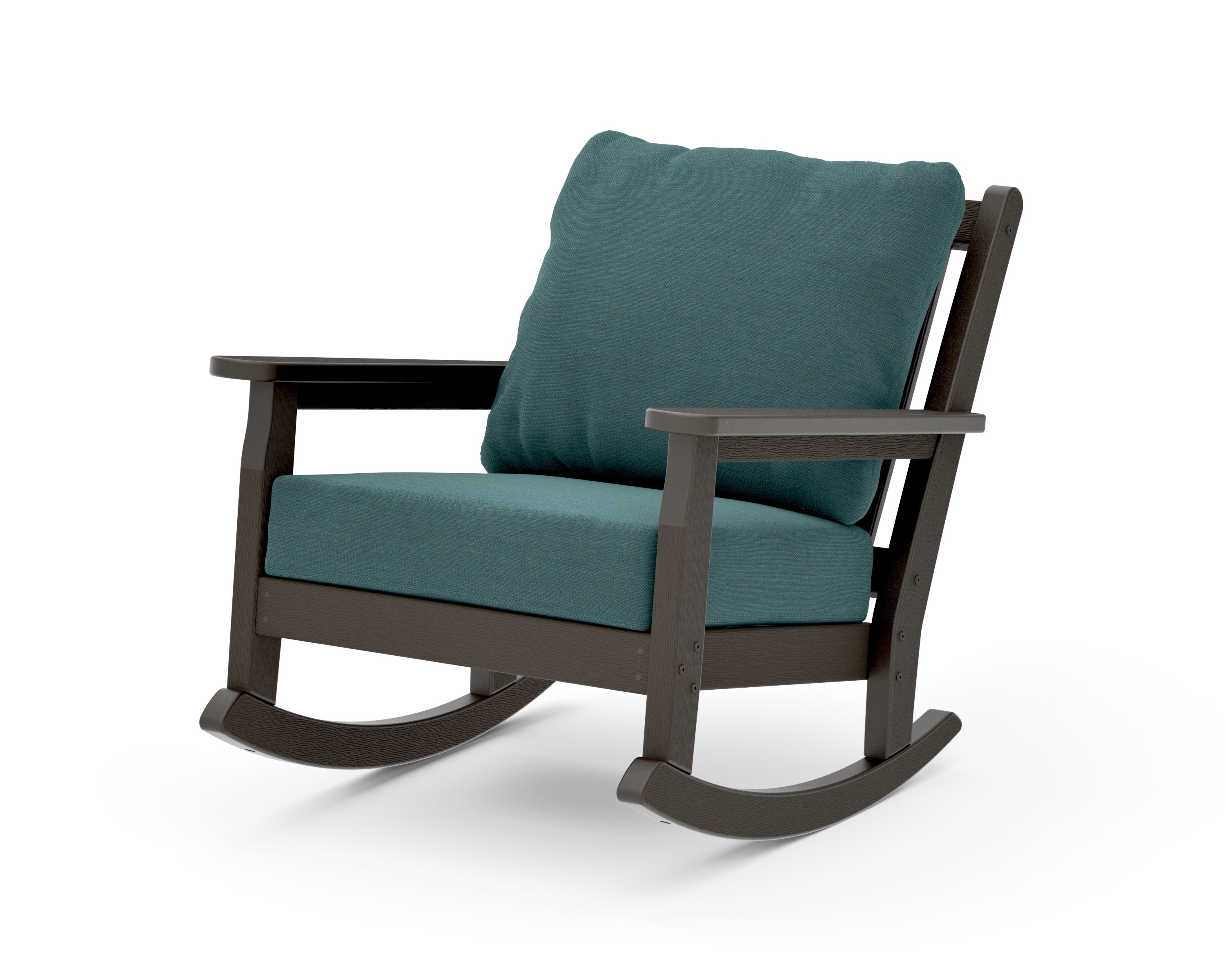 Chippendale Deep Seating Rocking Chair in Vintage Coffee / Ocean Teal