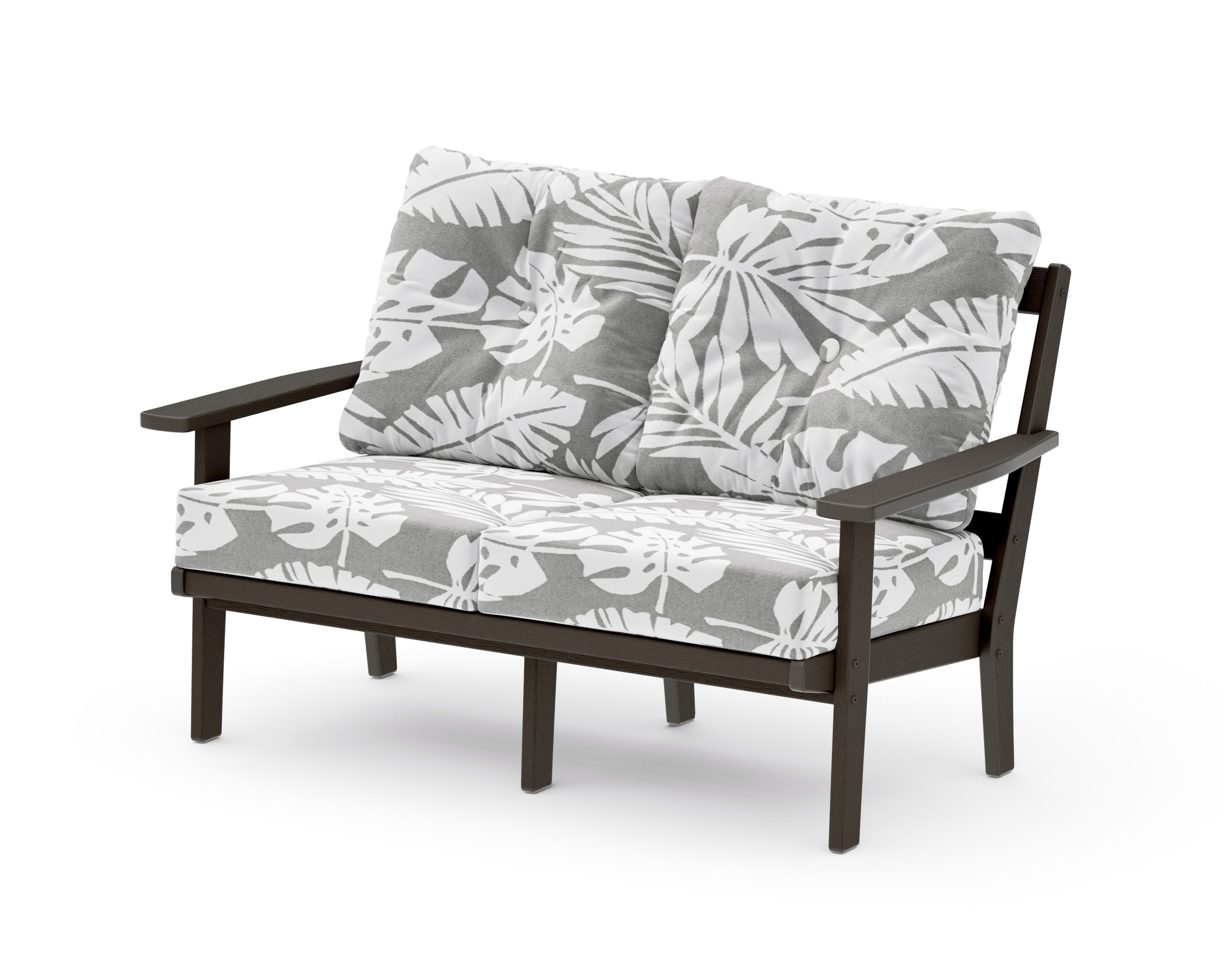 Prairie Deep SeatingLoveseat in Vintage Coffee / Leaf Grey Mist