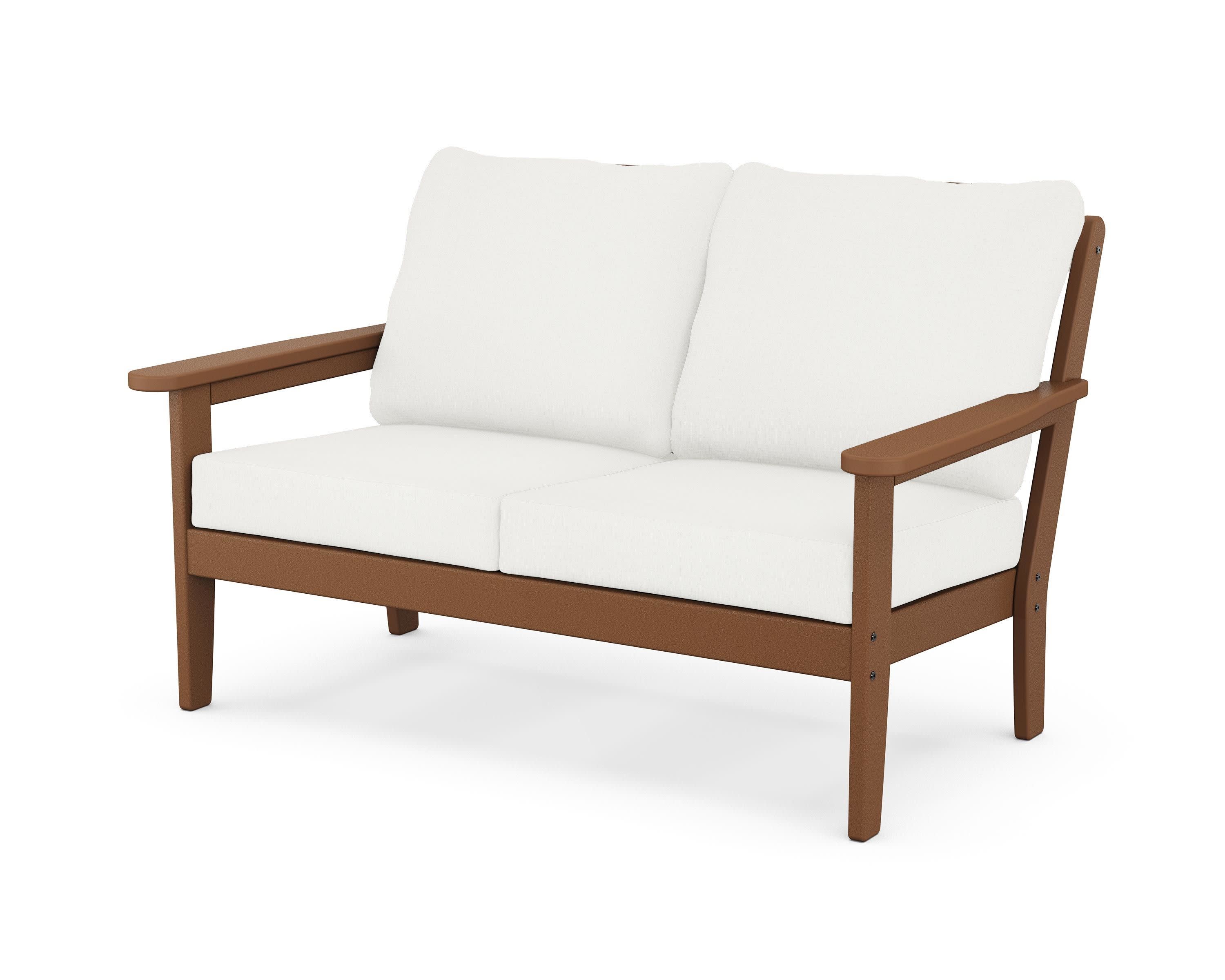 Cottage Deep Seating Loveseat in Teak / Natural Linen