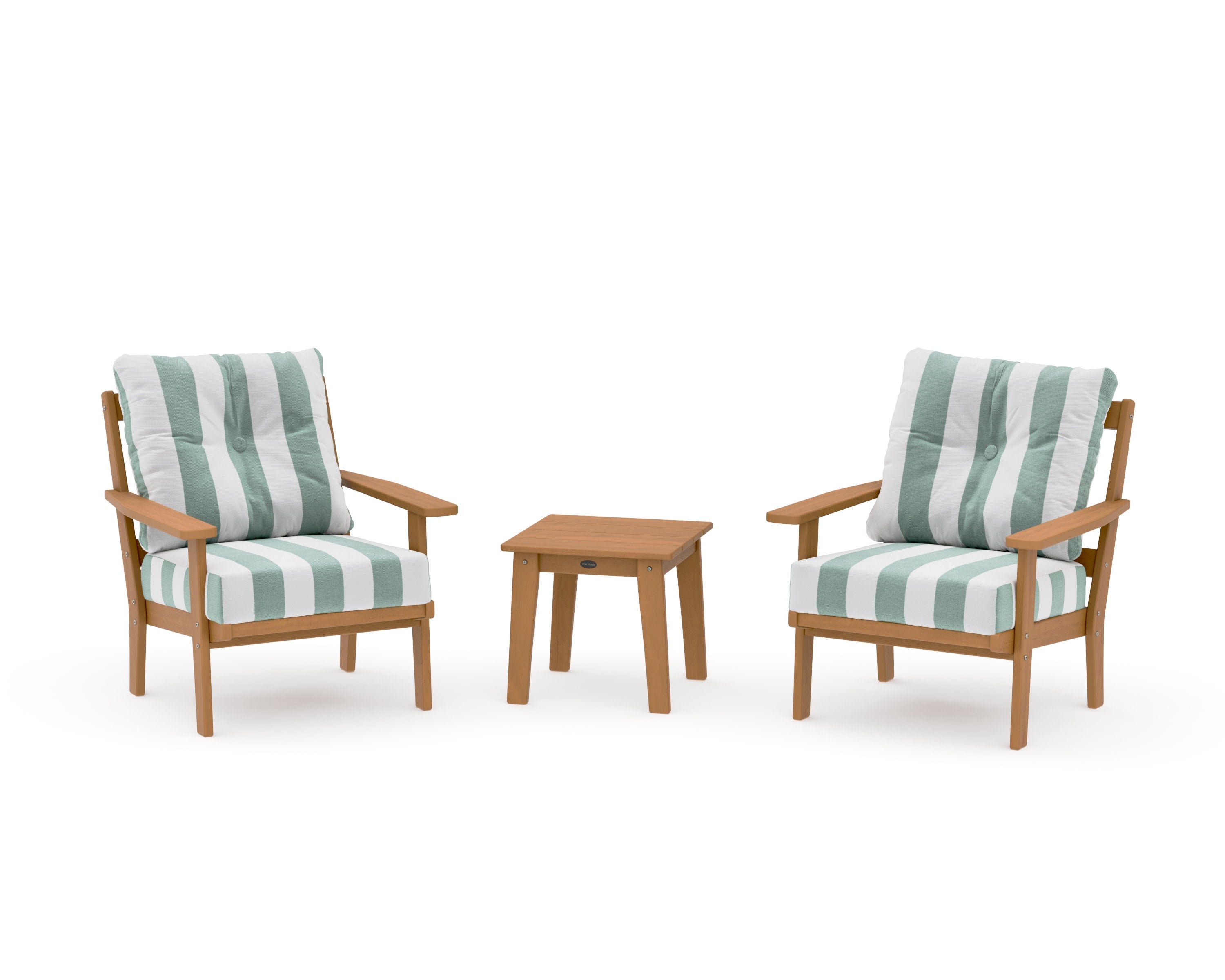 Oxford 3-Piece Deep Seating Set in Natural / Cabana Stripe Glacier Spa