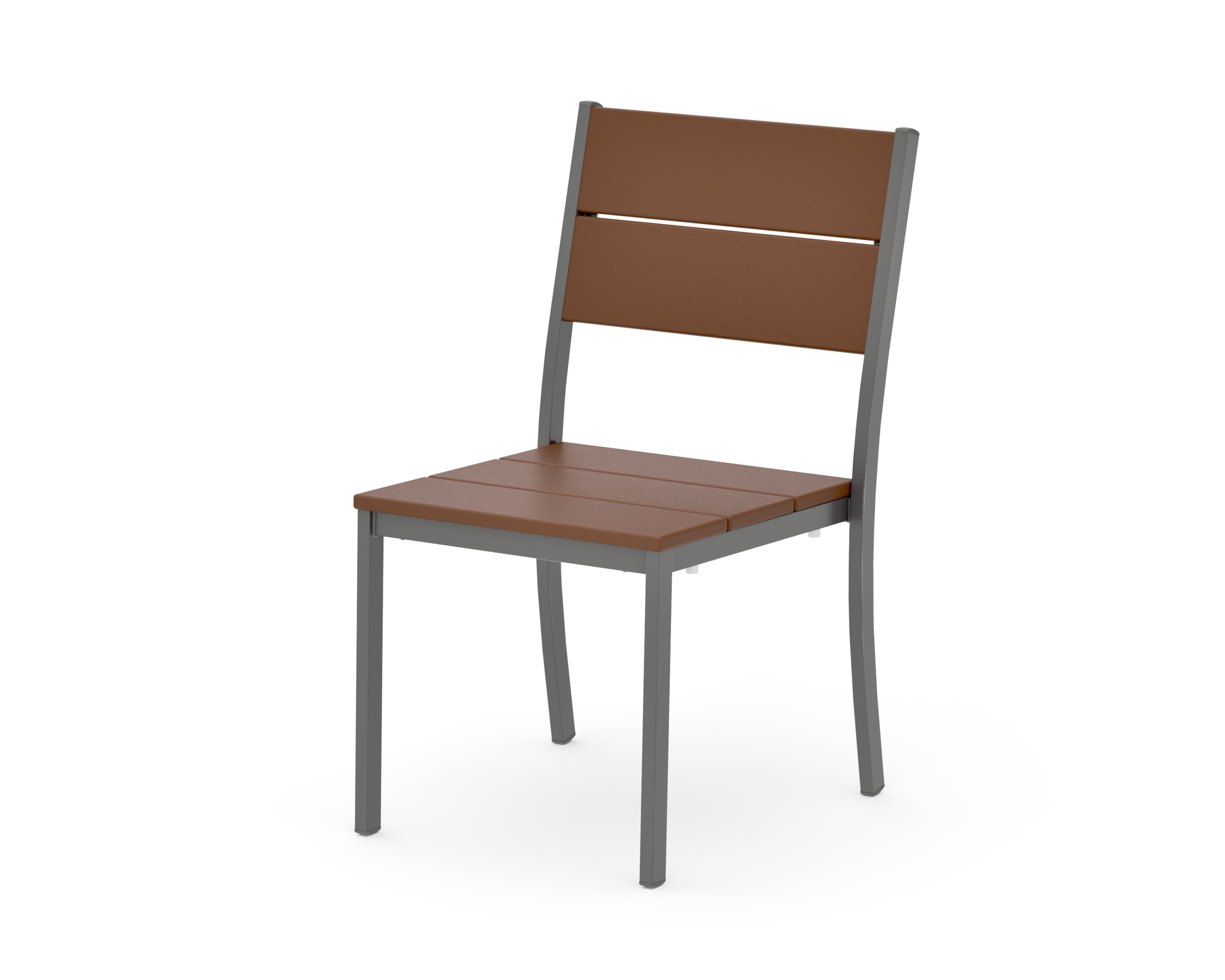 Main Street Stacking Dining Side Chair in Charcoal / Teak