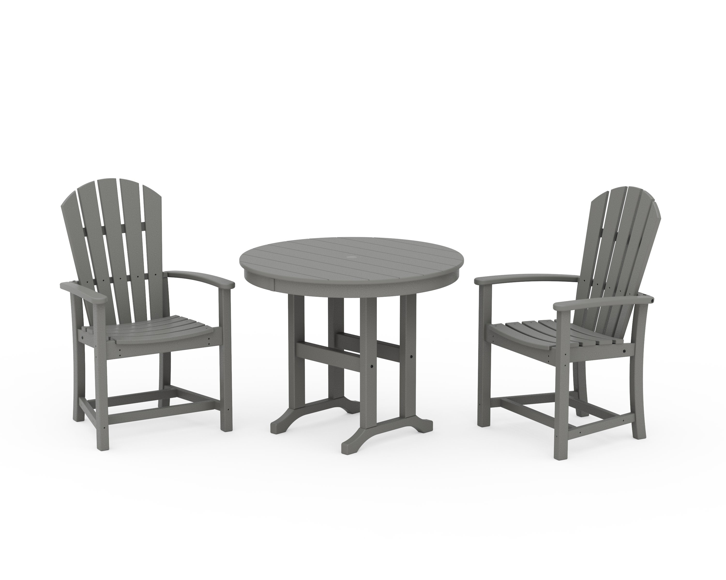 Palm Coast 3-Piece Round Farmhouse Dining Set in Slate Grey