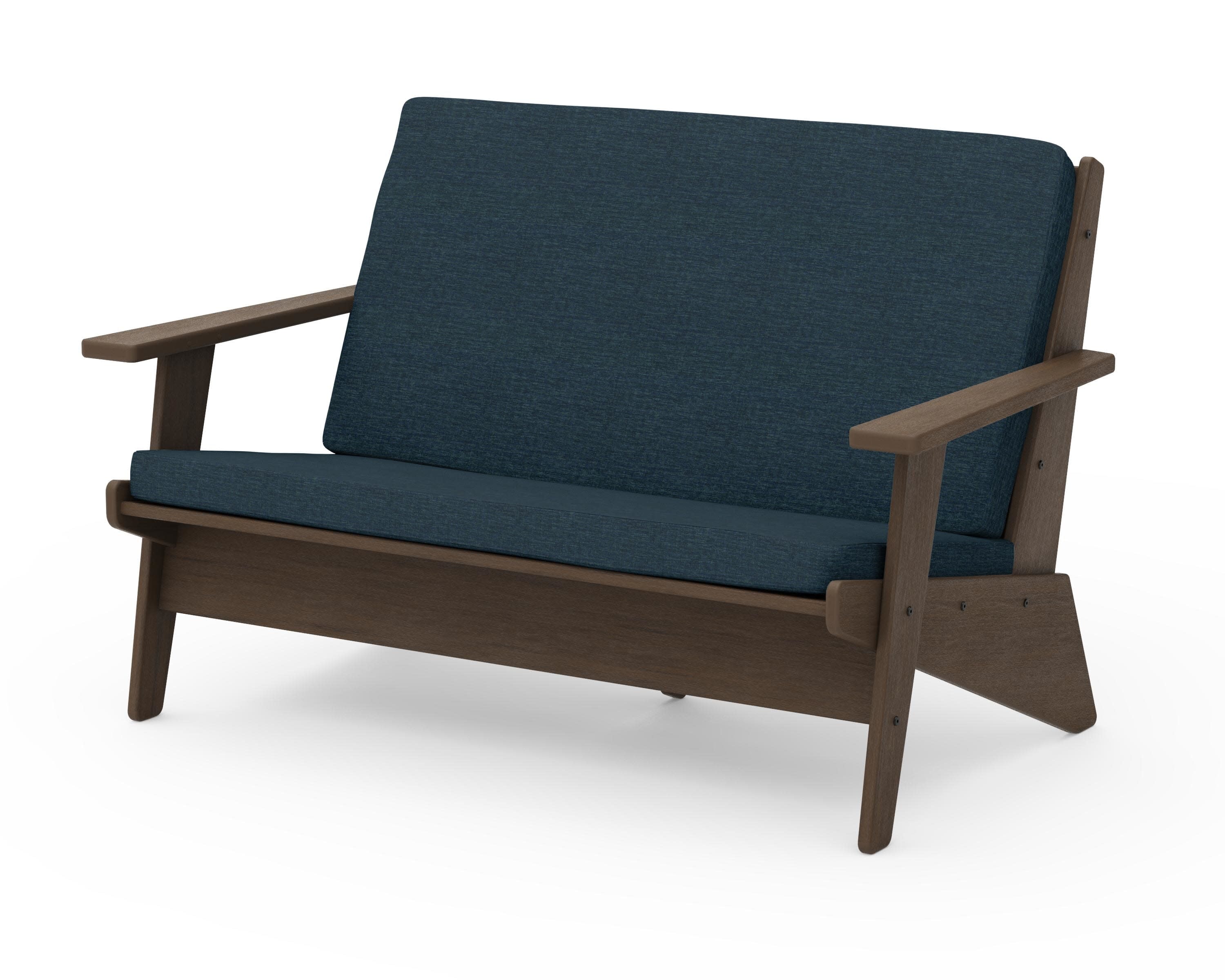 Riviera Modern Lounge Loveseat in Kona / Platform Indigo