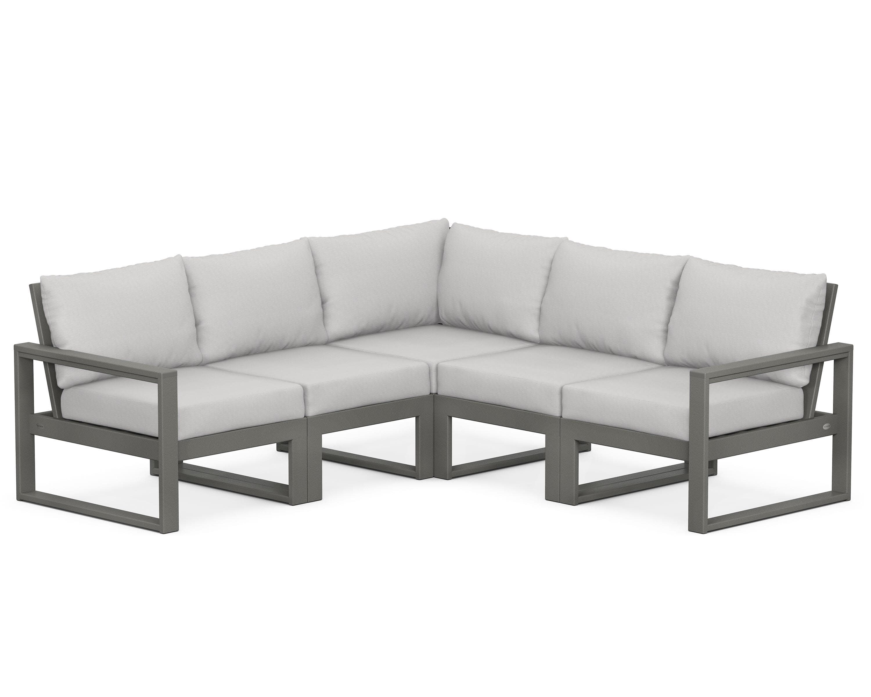 EDGE 5-Piece Modular Deep Seating Set in Slate Grey / Diamond in the Rough
