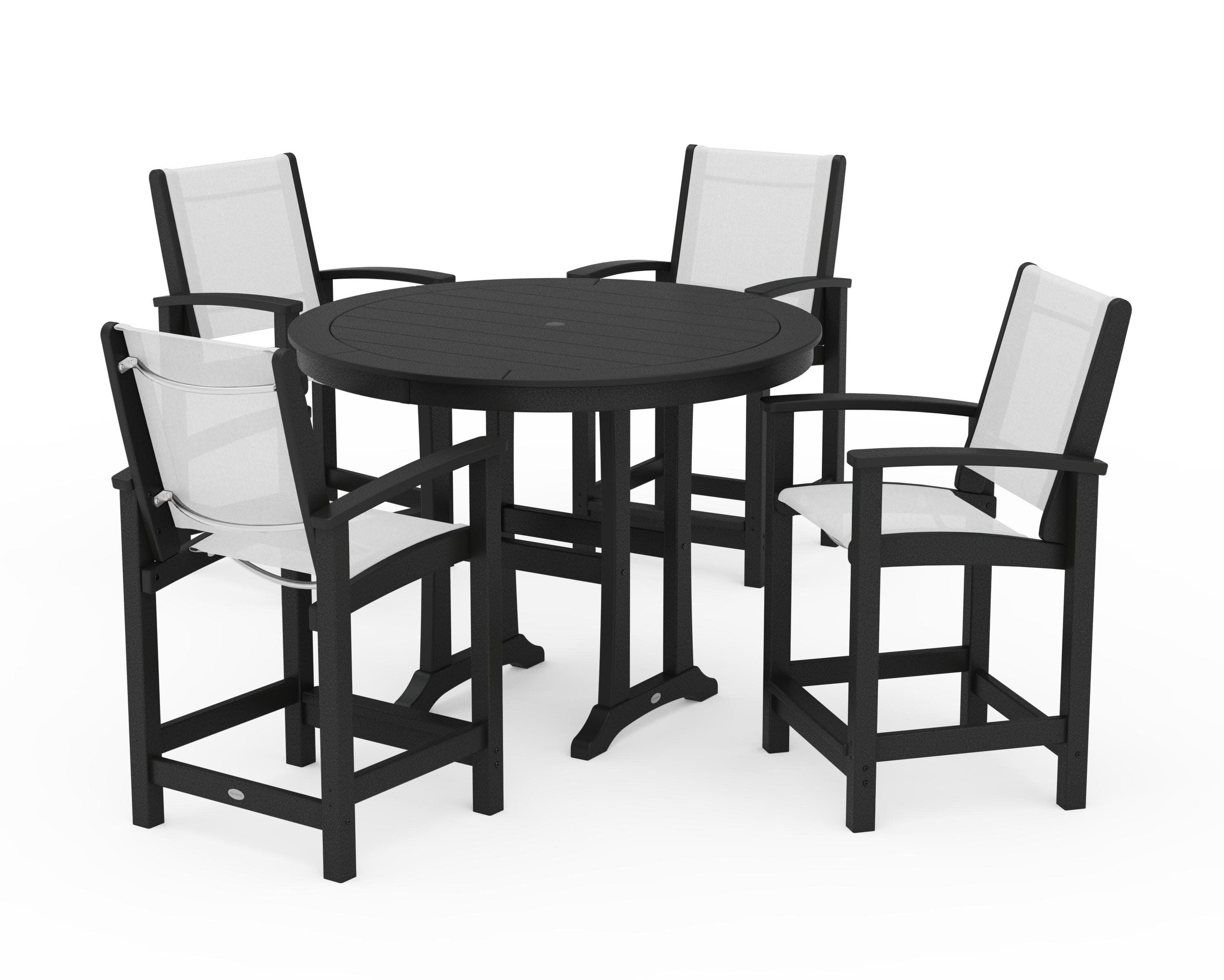 Coastal 5-Piece Counter Set in Black / White Sling