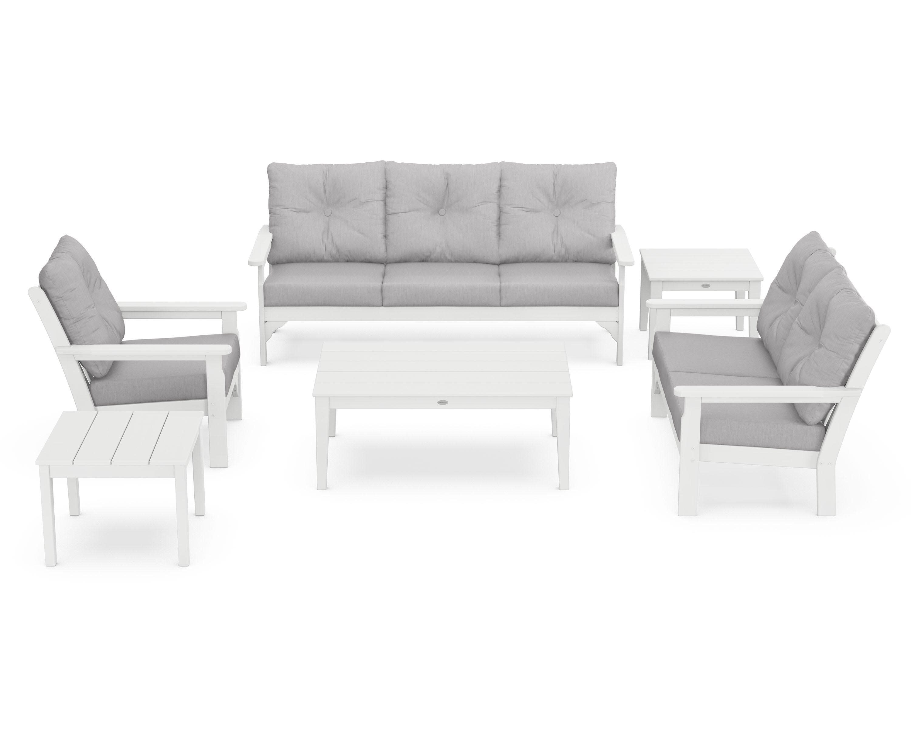 Vineyard 6-Piece Deep Seating Set in White / Granite