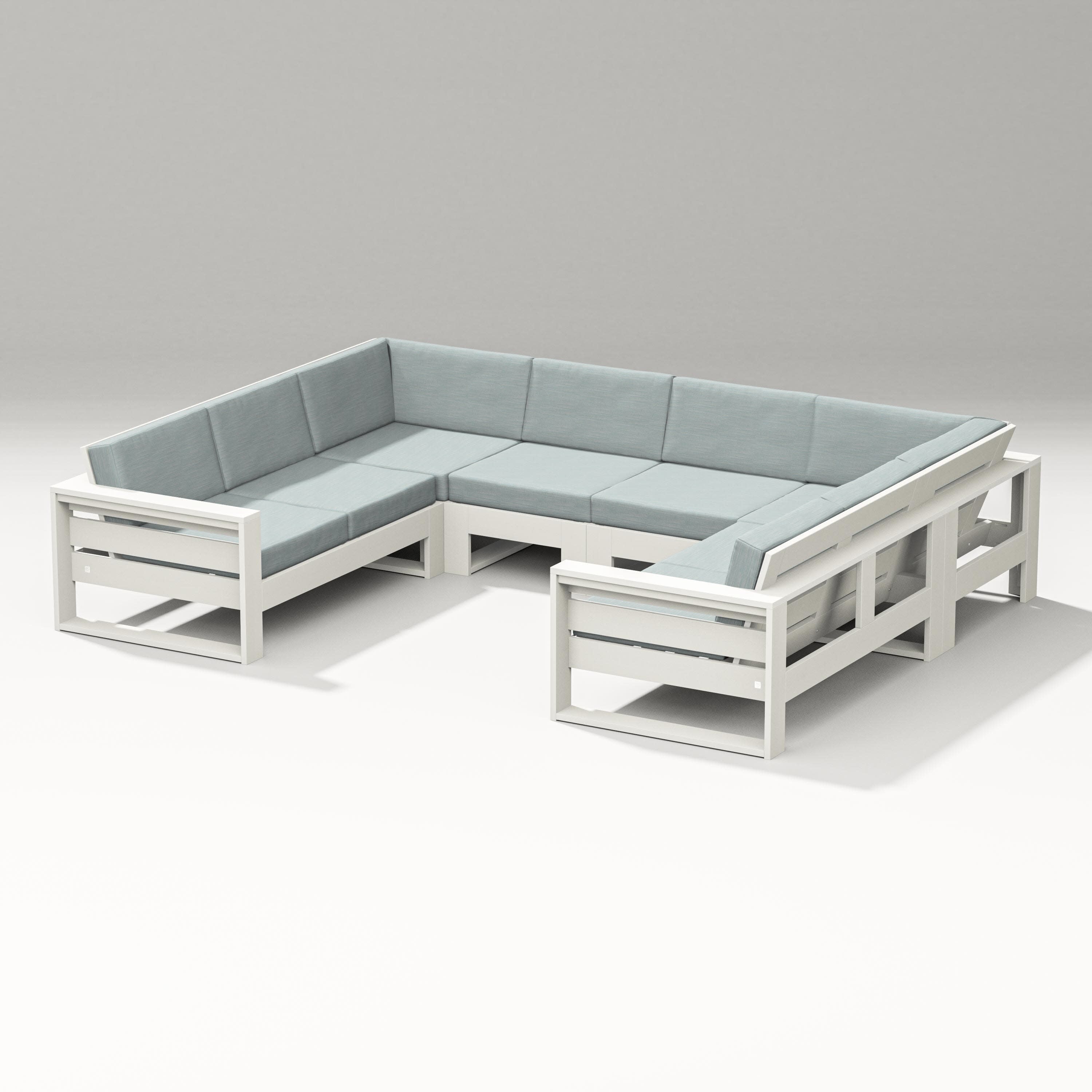 Latitude U-Shaped Sectional in Vintage White / Soothe Mist