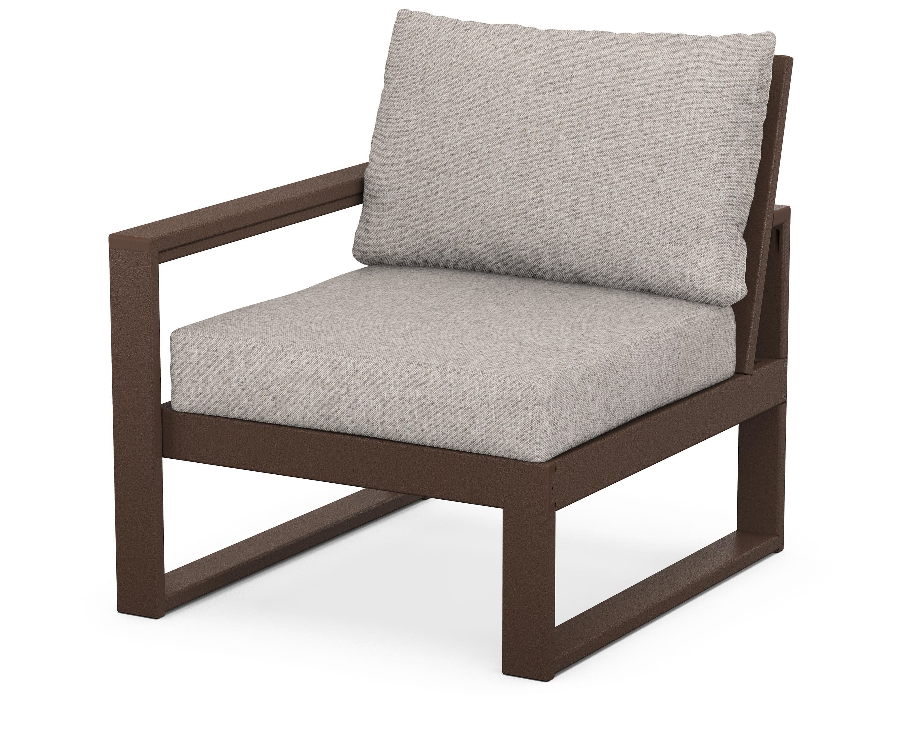 EDGE Modular Left Arm Chair in Mahogany / Weathered Tweed