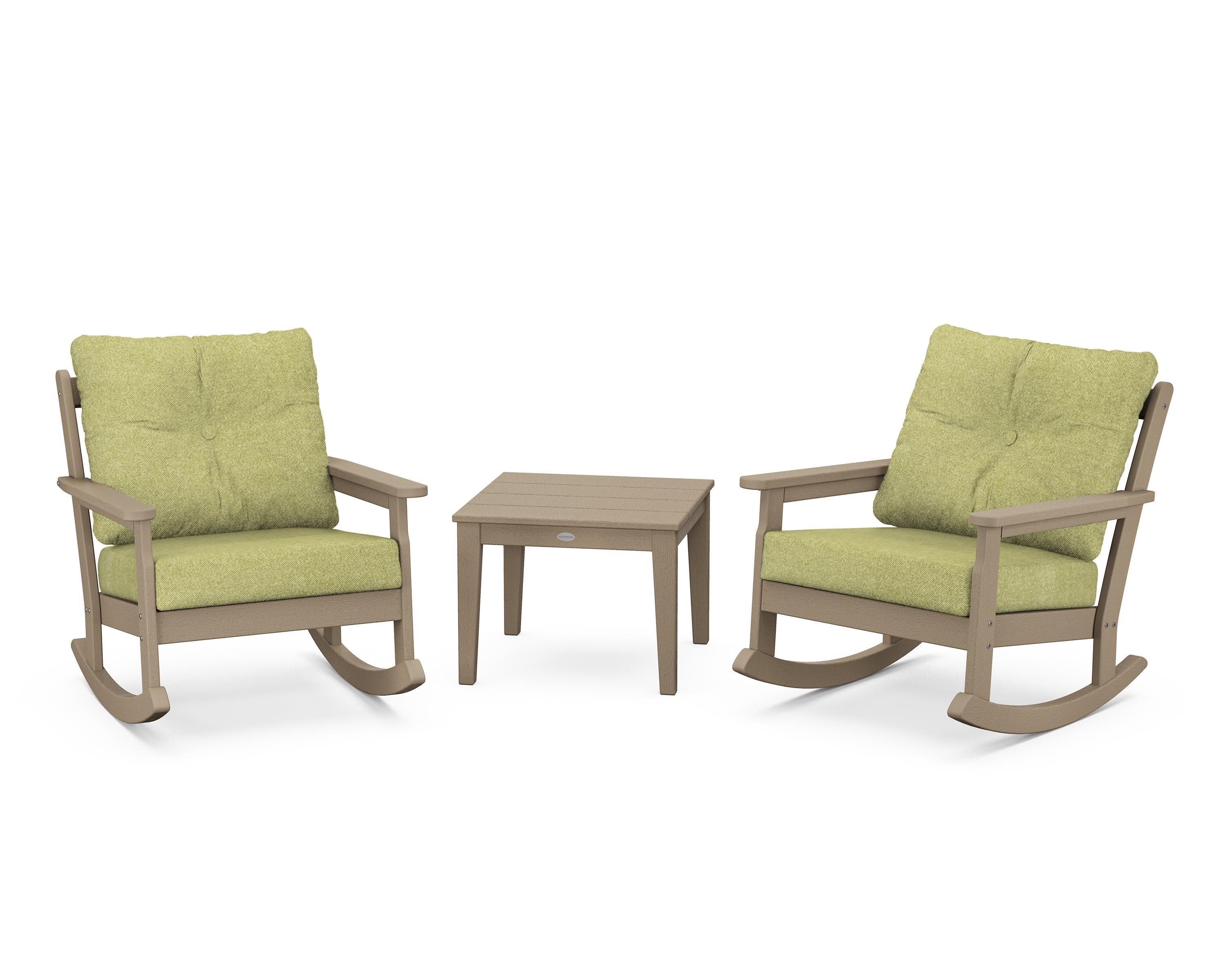 Vineyard 3-Piece Deep Seating Rocker Set in Vintage Sahara / Chartreuse Boucle