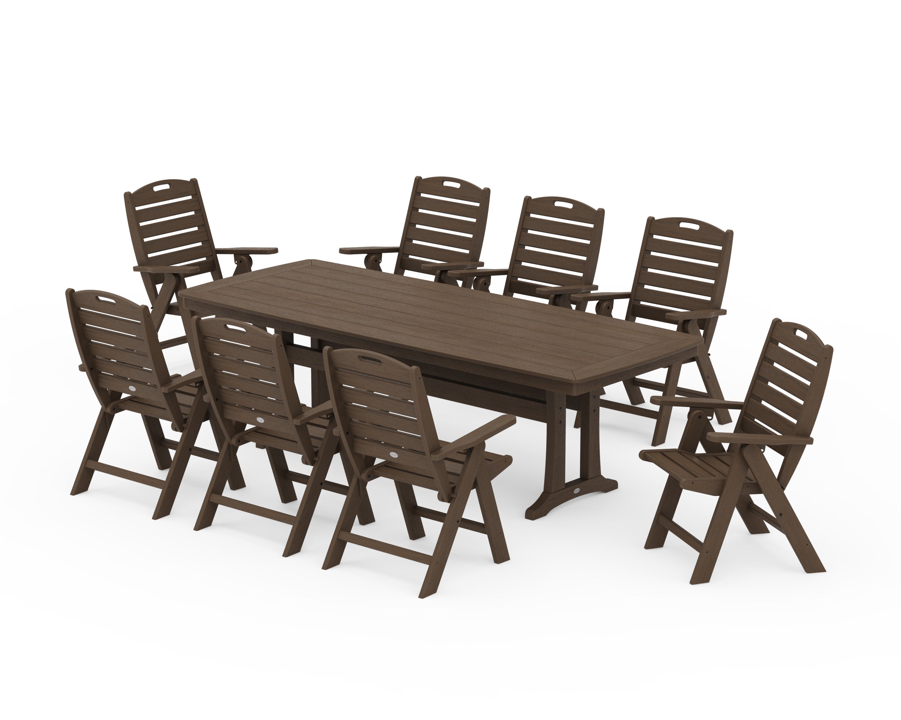 Nautical Highback 9-Piece Dining Set with Trestle Legs in Kona