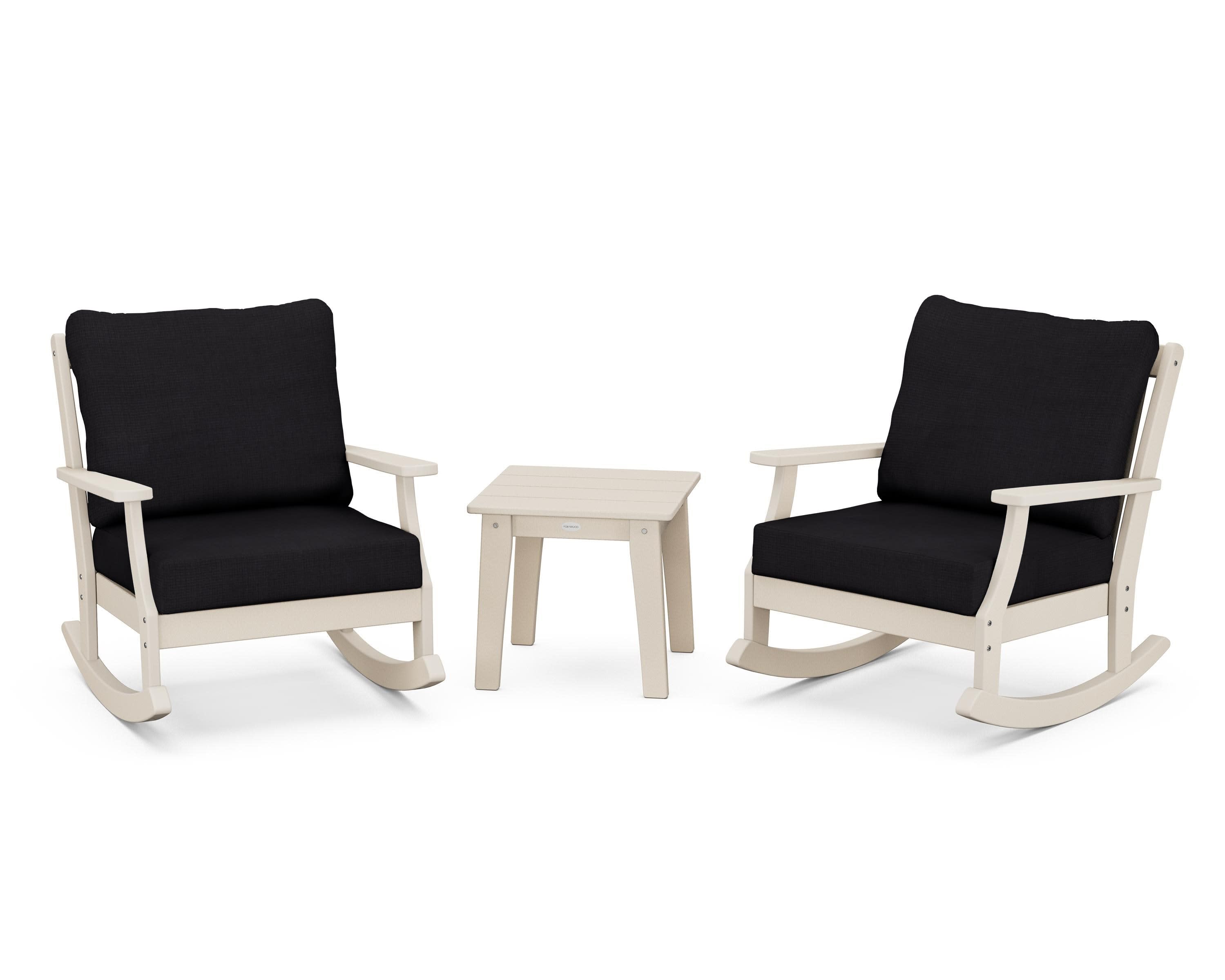 Braxton 3-Piece Deep Seating Rocker Set in Sand / Midnight Linen