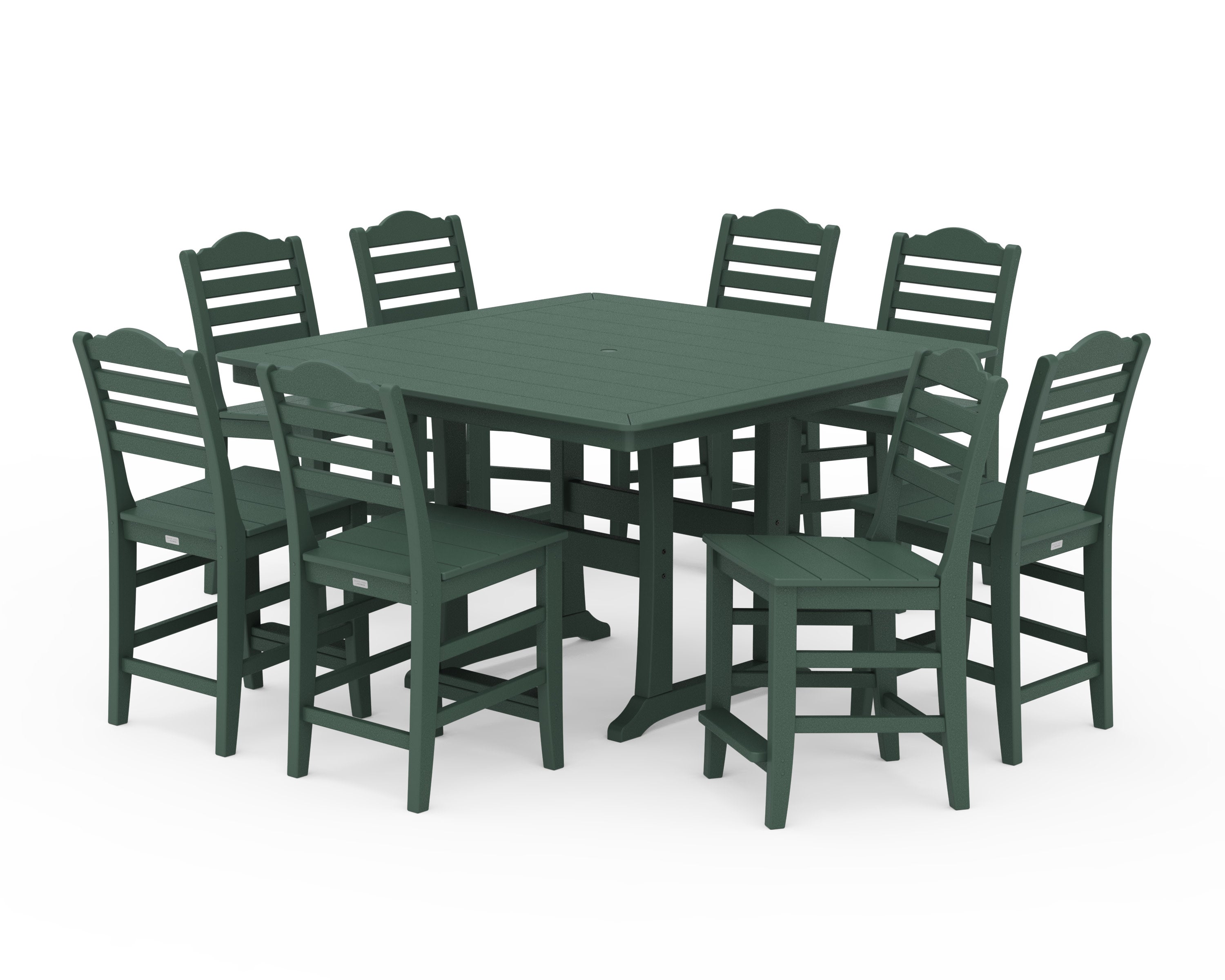 Savannah Side Chair 9-Piece Square Counter Set with Trestle Legs in Green
