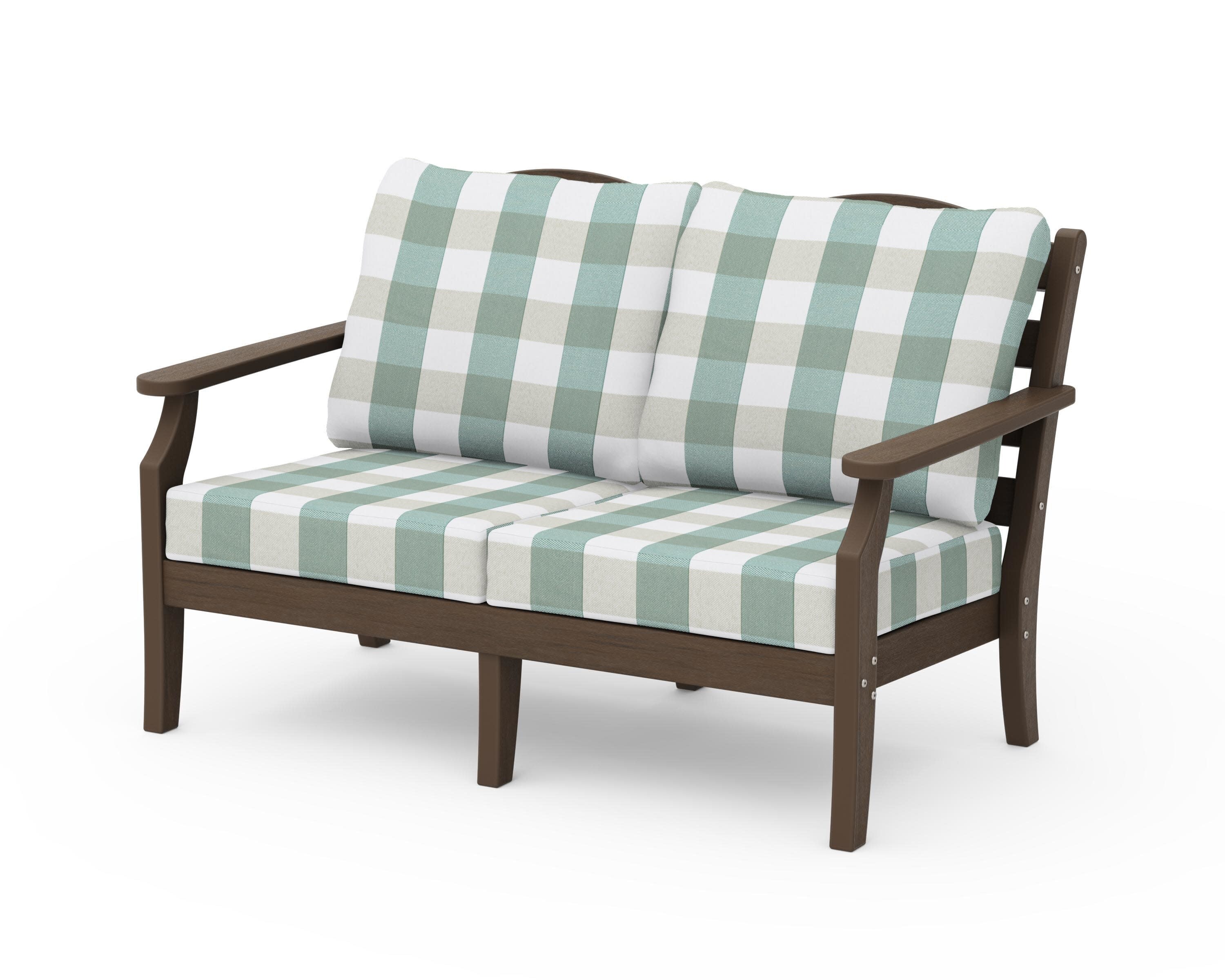 Savannah Deep Seating Loveseat in Kona / Buffalo Plaid Glacier Spa