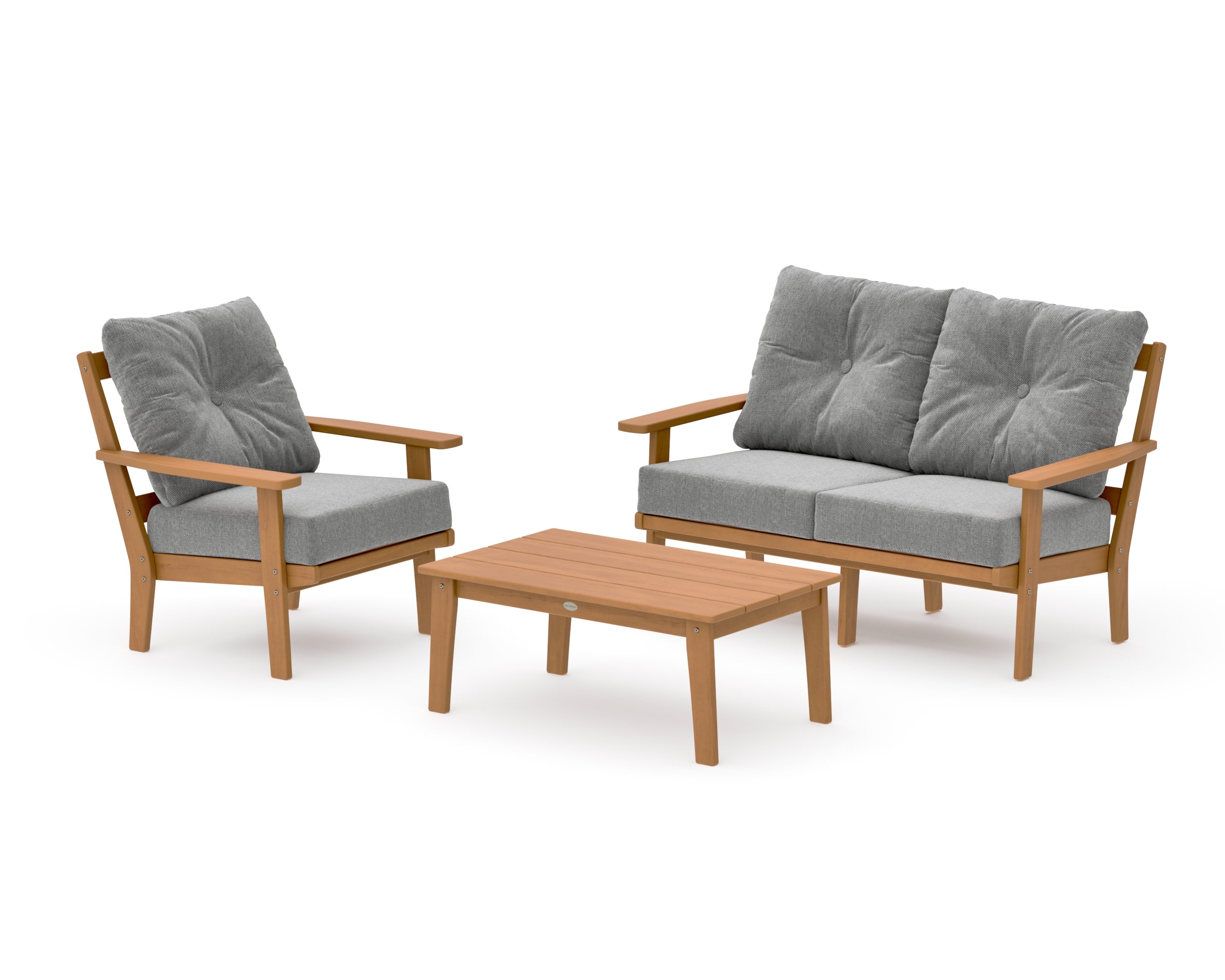Prairie 3-Piece Deep Seating Set with Loveseat in Natural / Grey Mist