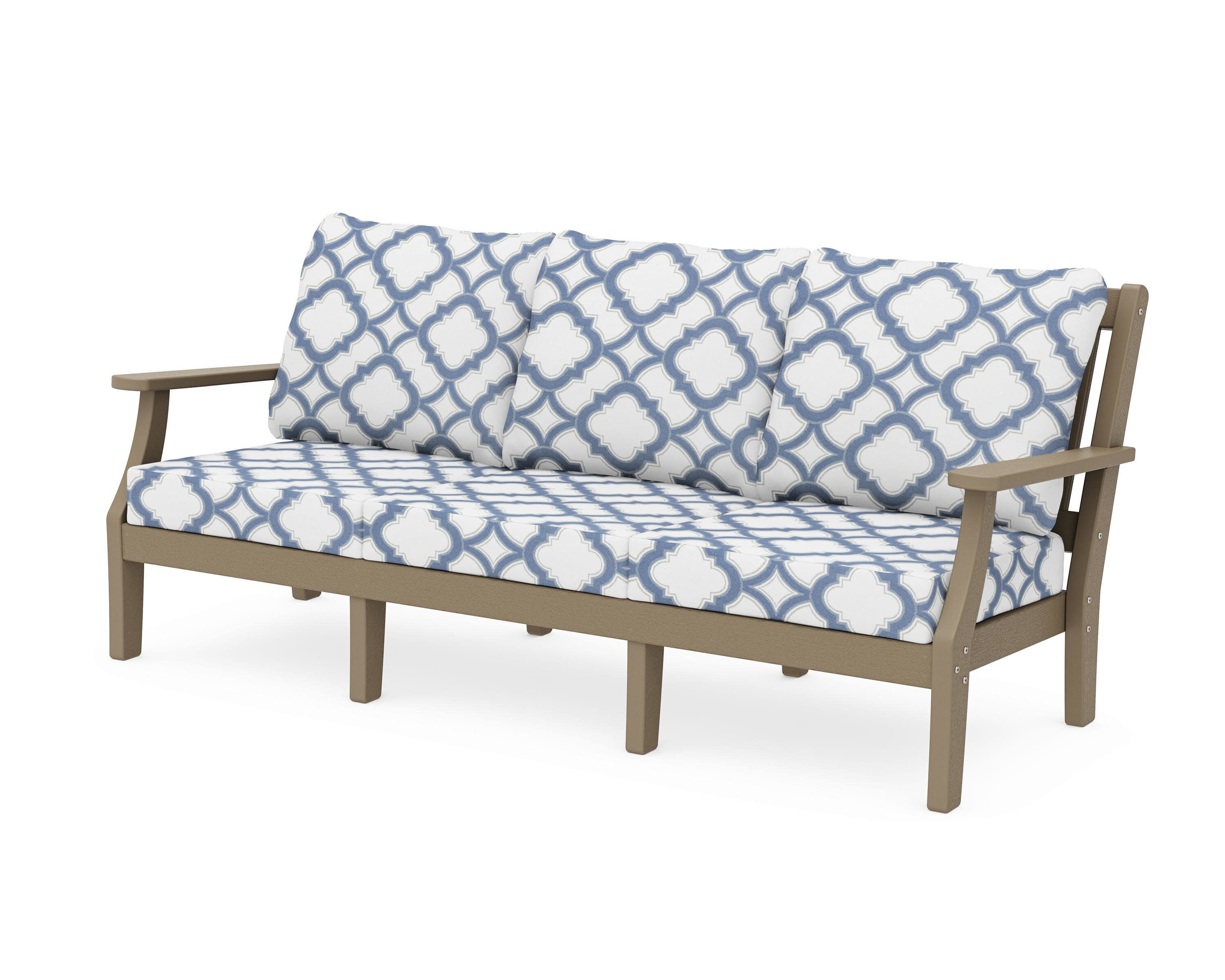 Chinoiserie Deep Seating Sofa in Vintage Sahara / Trellis Sky Blue