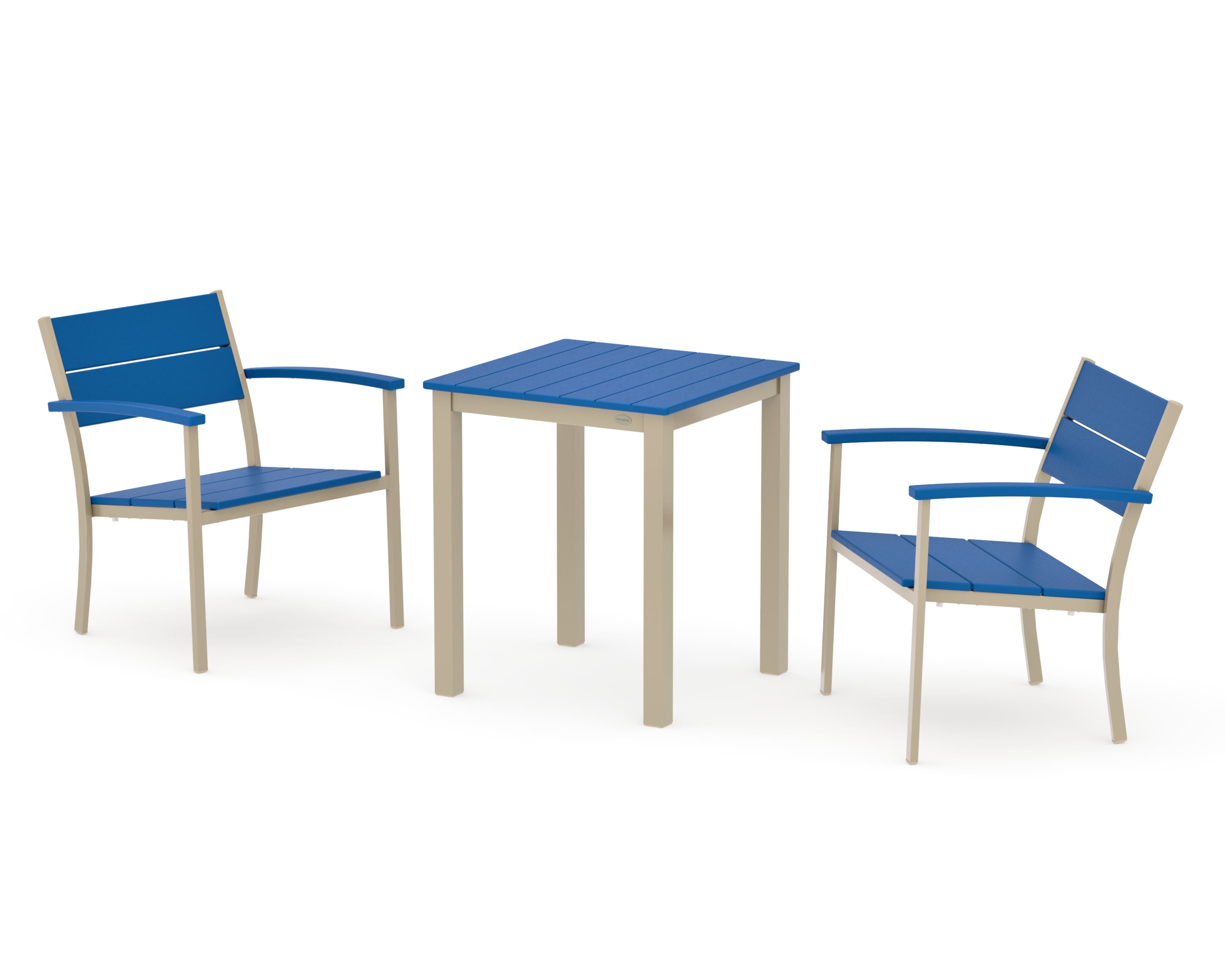 Main Street 3-Piece Square Dining Set in Sand / Pacific Blue