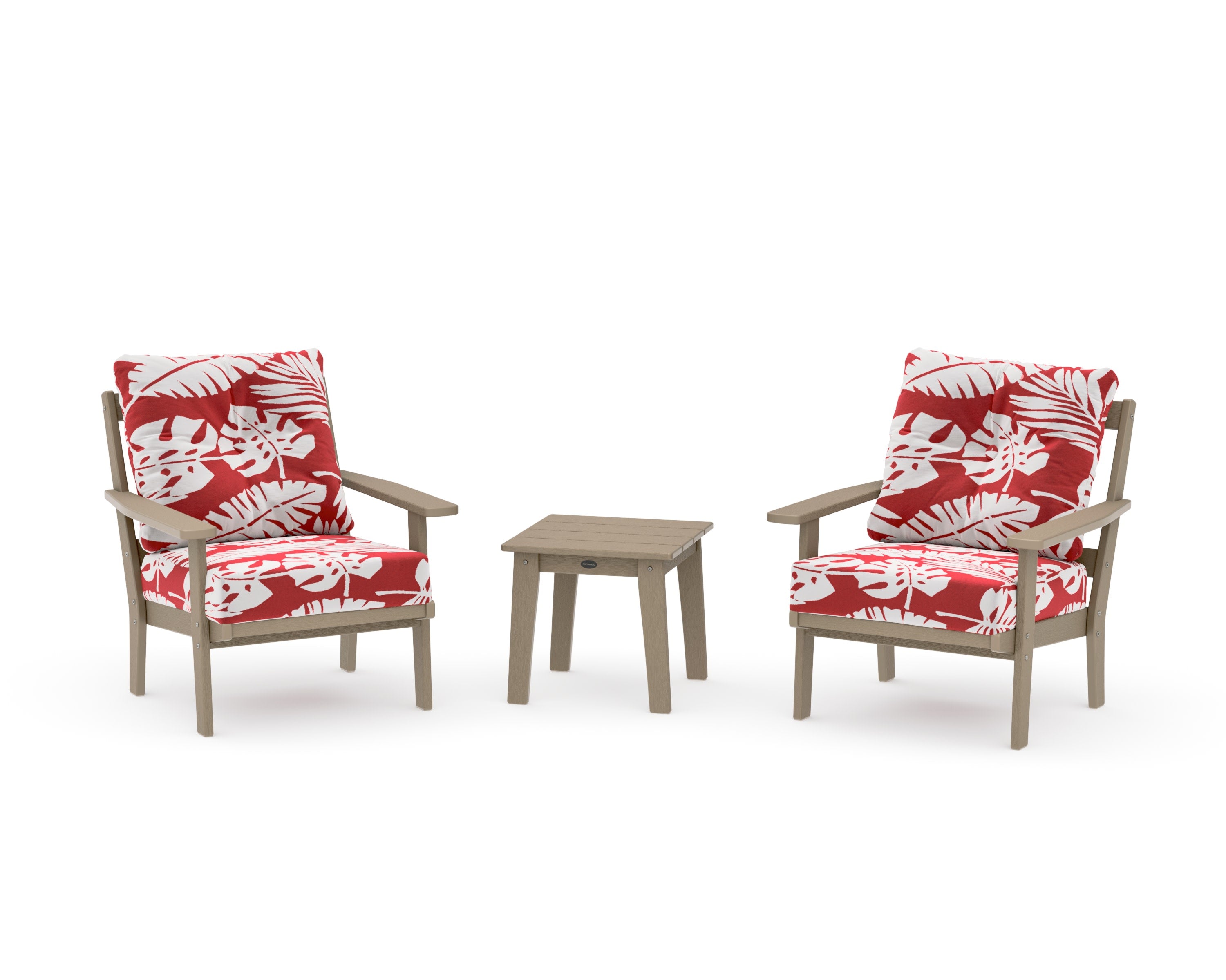 Oxford 3-Piece Deep Seating Set in Vintage Sahara / Leaf Crimson