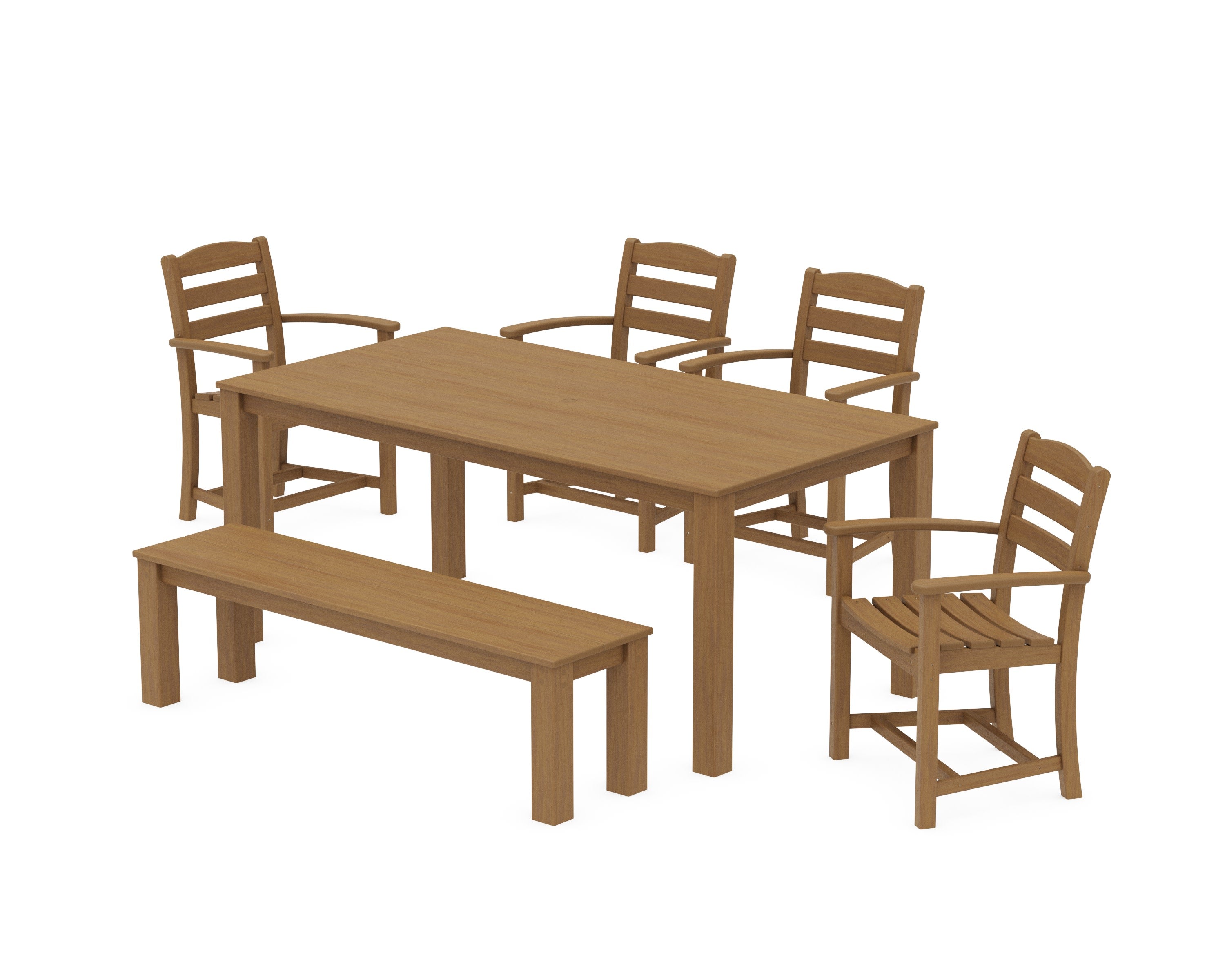 La Casa Cafe' 6-Piece Parsons Dining Set with Bench in Natural