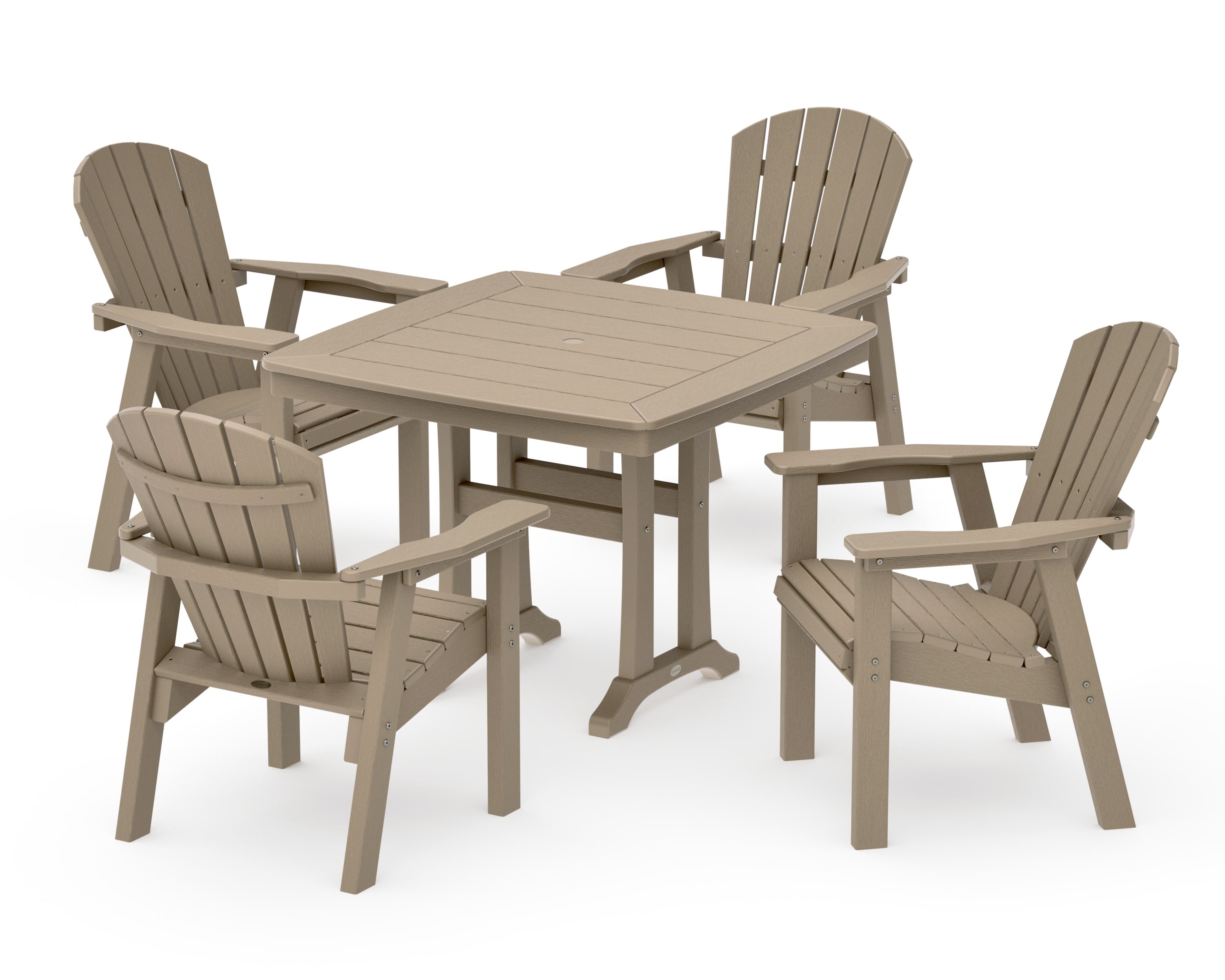 Seashell 5-Piece Dining Set with Trestle Legs in Vintage Sahara