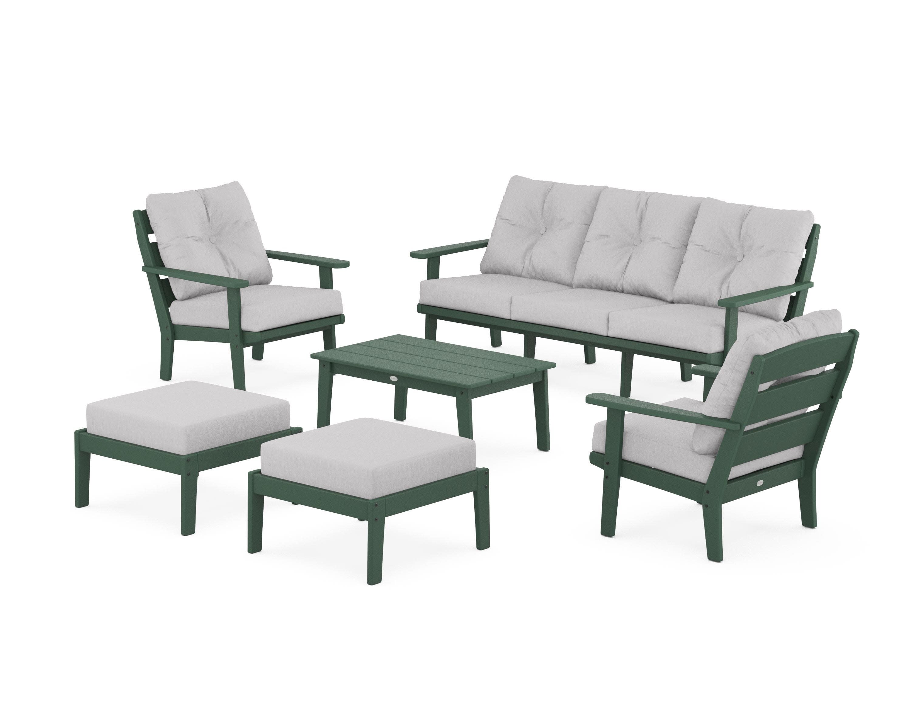 Lakeside 6-Piece Lounge Sofa Set in Green / Granite