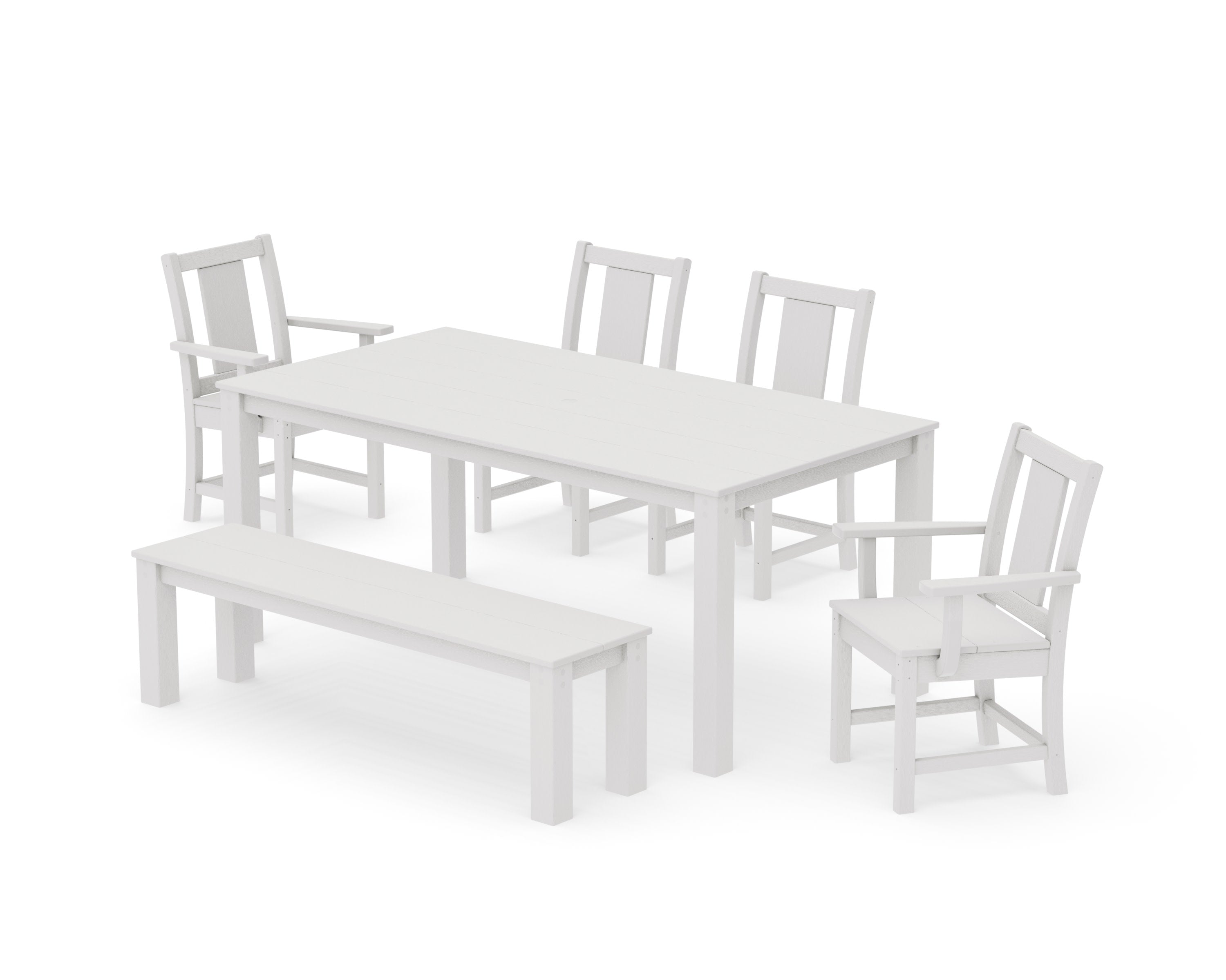 Prairie 6-Piece Parsons Dining Set with Bench in Vintage White