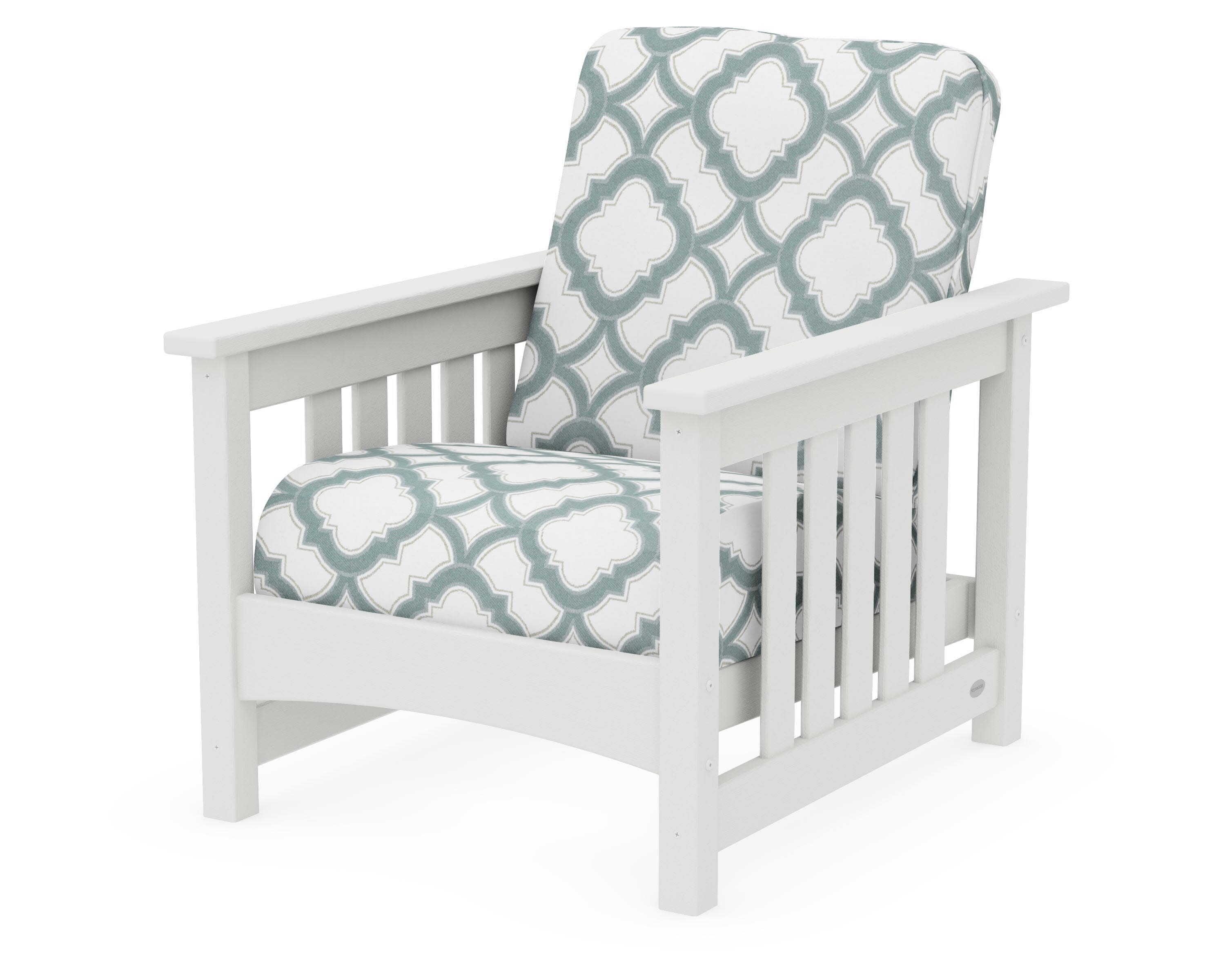 Club Mission Chair in Vintage White / Trellis Glacier Spa