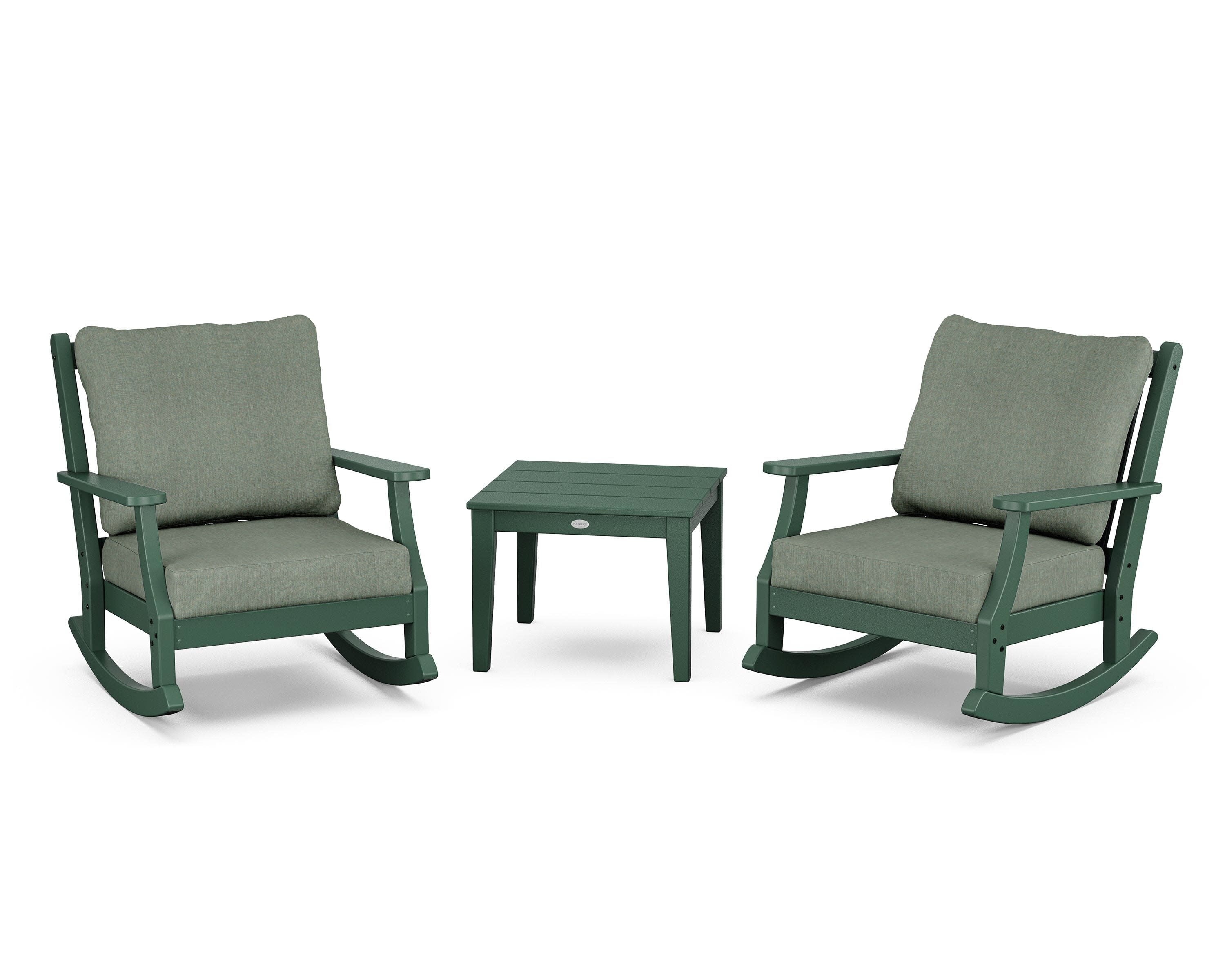 Wovendale 3-Piece Deep Seating Rocker Set in Green / Cast Sage